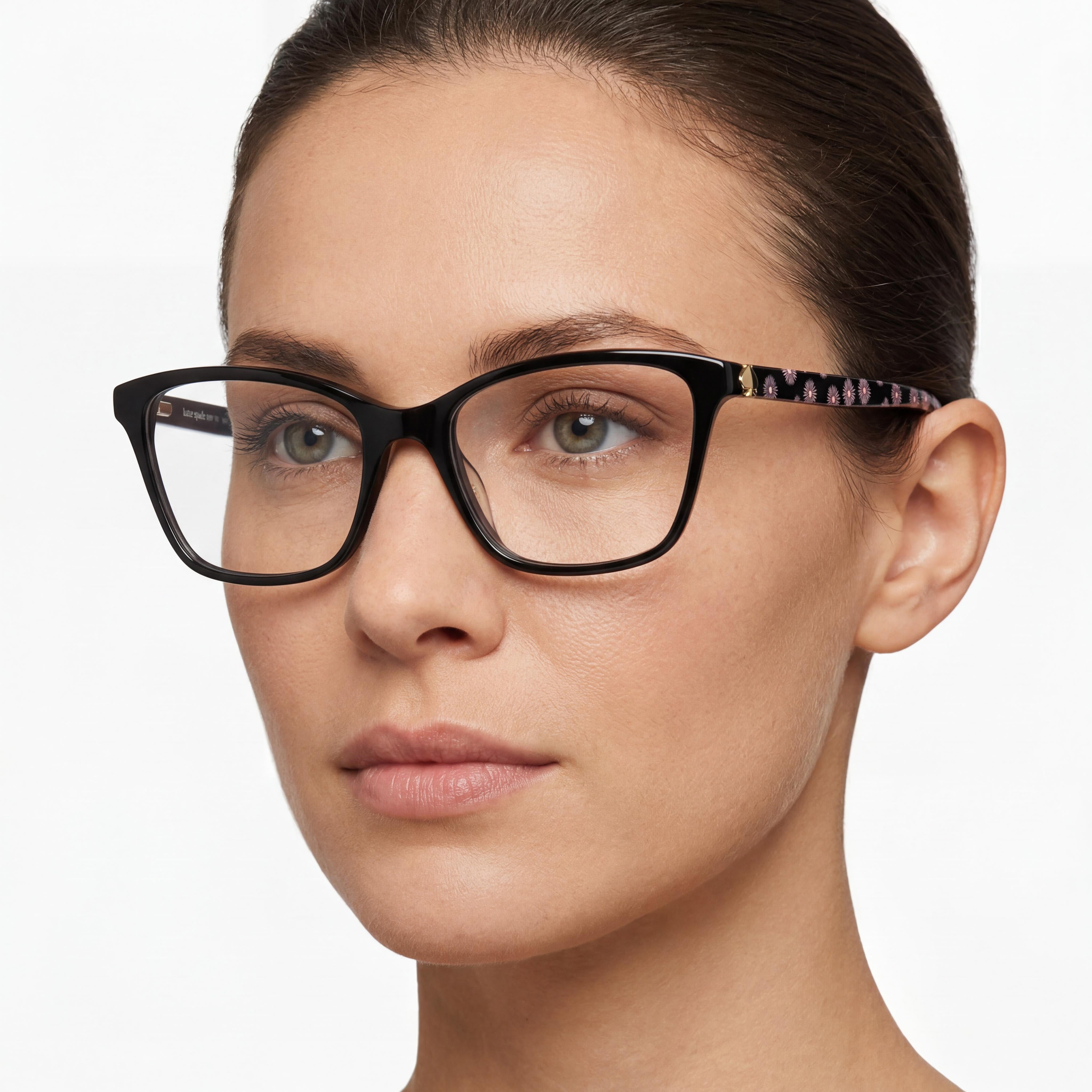 kate spade new york Cailye Gafas ópticas de montura de plástico de patrón rectangular negro para mujer 53-18-140, Photo 4