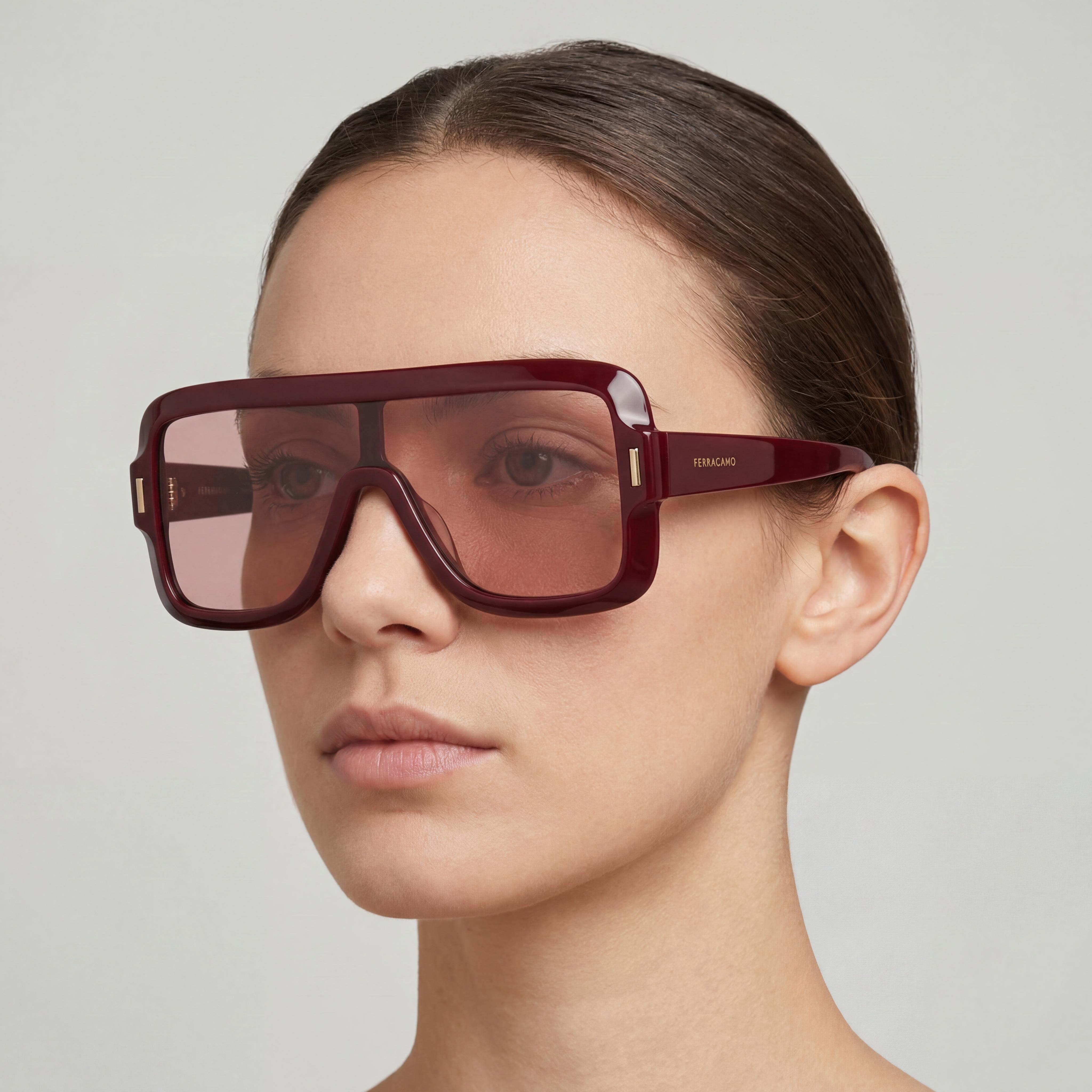 Ferragamo Sf2061se Women's Burgundy Acetate Frame Sunglasses with UV 400 Protection, 55mm Lens, Photo 5