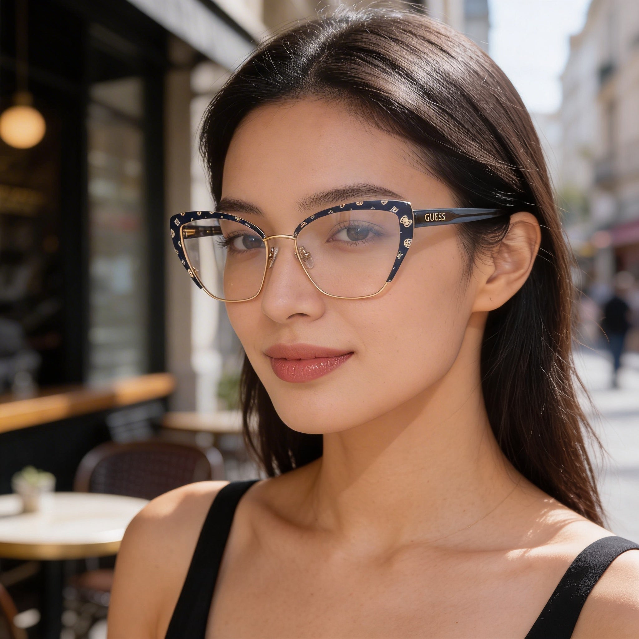 Guess GU50122 Women's Metal Eyewear, Matte Grey Frame, Multicoloured Composite Lenses, Size 16-145, Photo 5