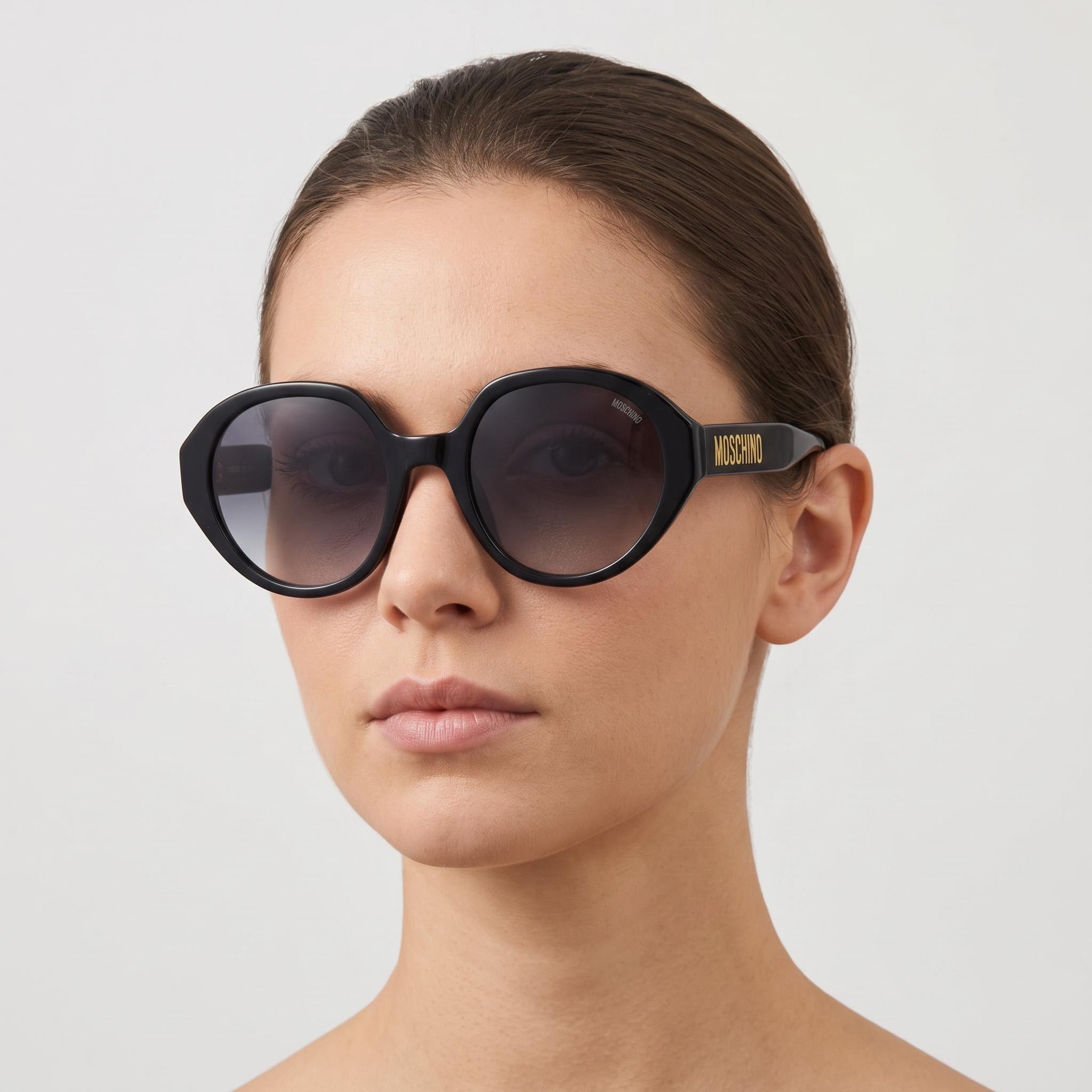 Moschino Mos126/S Women's Acetate Sunglasses, Black Dark Grey Shaded Frame, Gradient Dark Grey Lenses, UV Protection 53mm, Photo 5