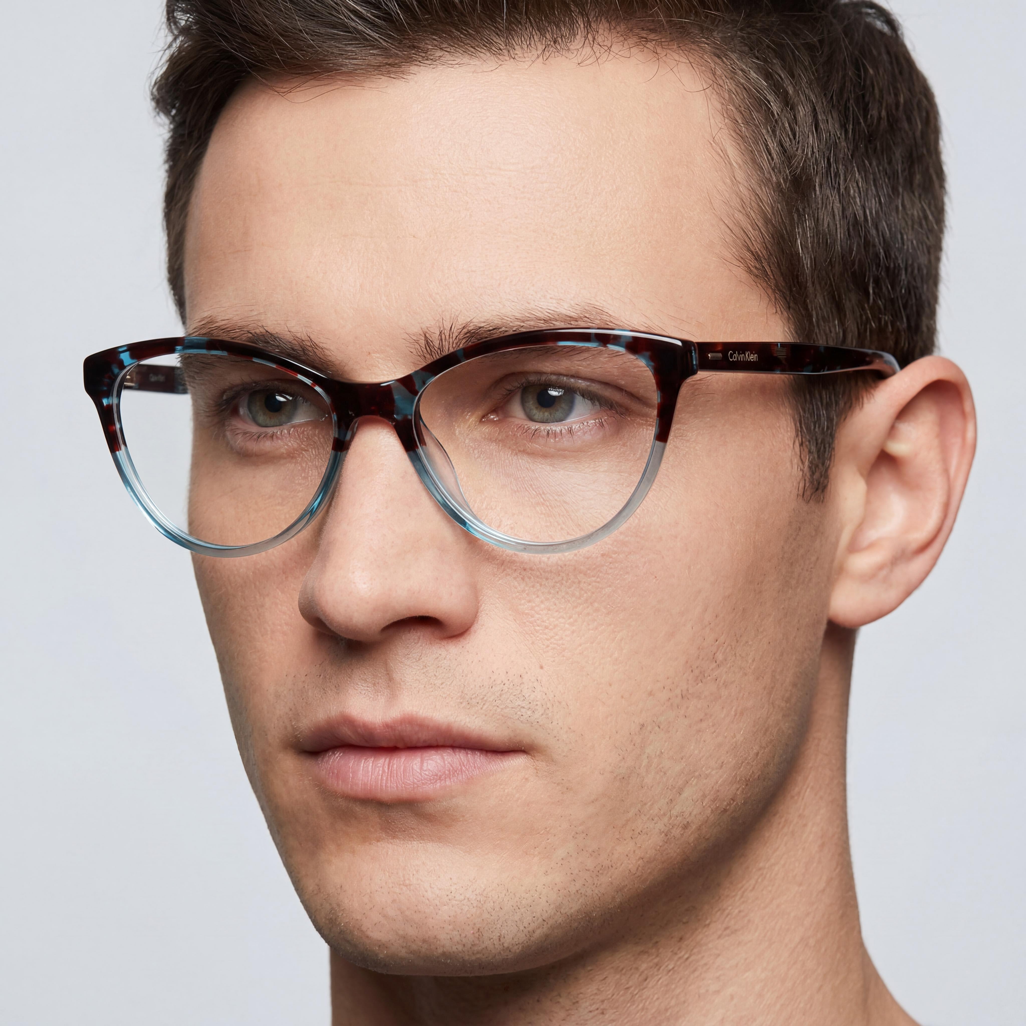 Gafas de vista unisex Calvin Klein CK21519 Cat Eye, montura de plástico azul habana transparente, 53 mm, Photo 4
