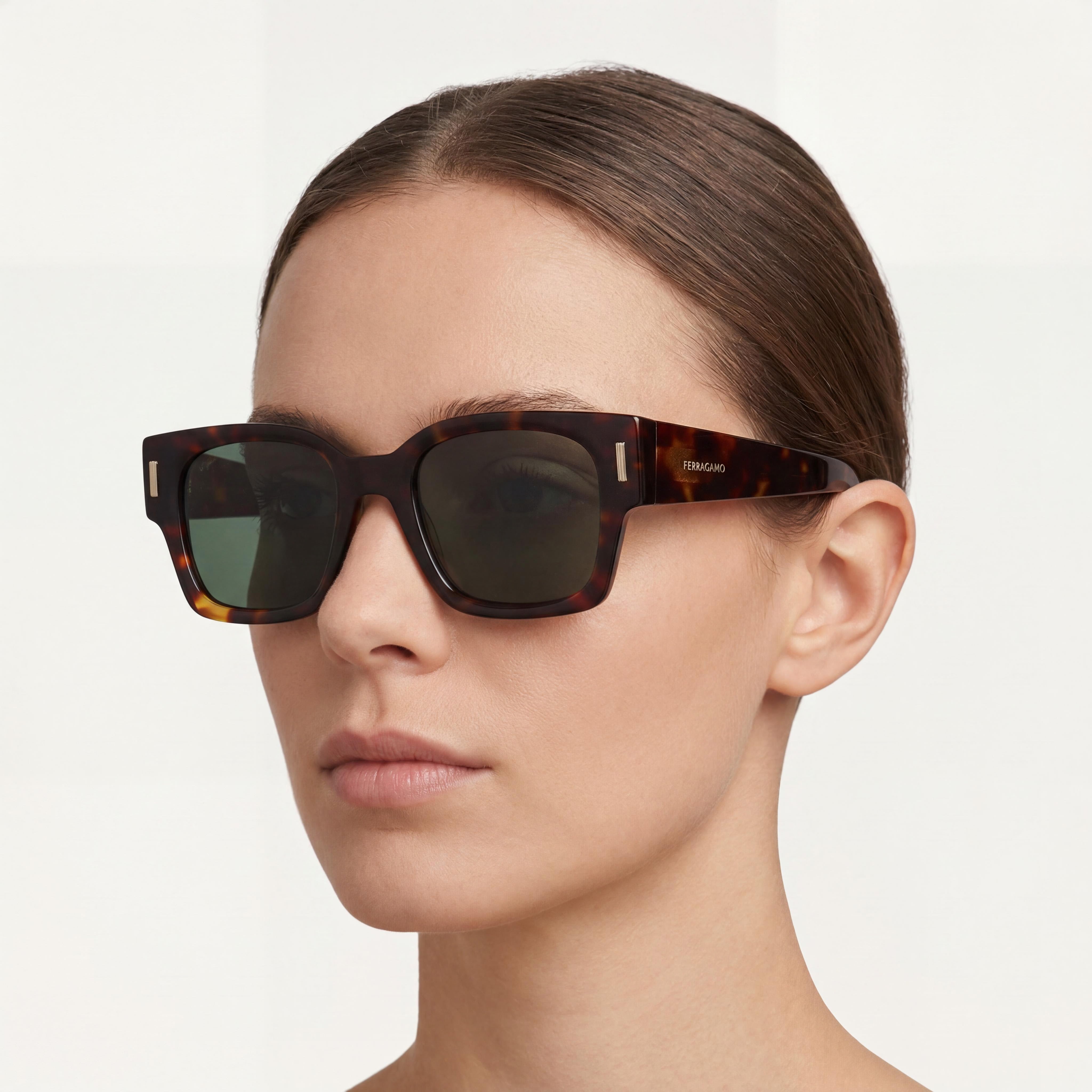 Gafas de sol Ferragamo Modern para mujer de acetato carey oscuro con protección UV 400 de 52 mm, Photo 4