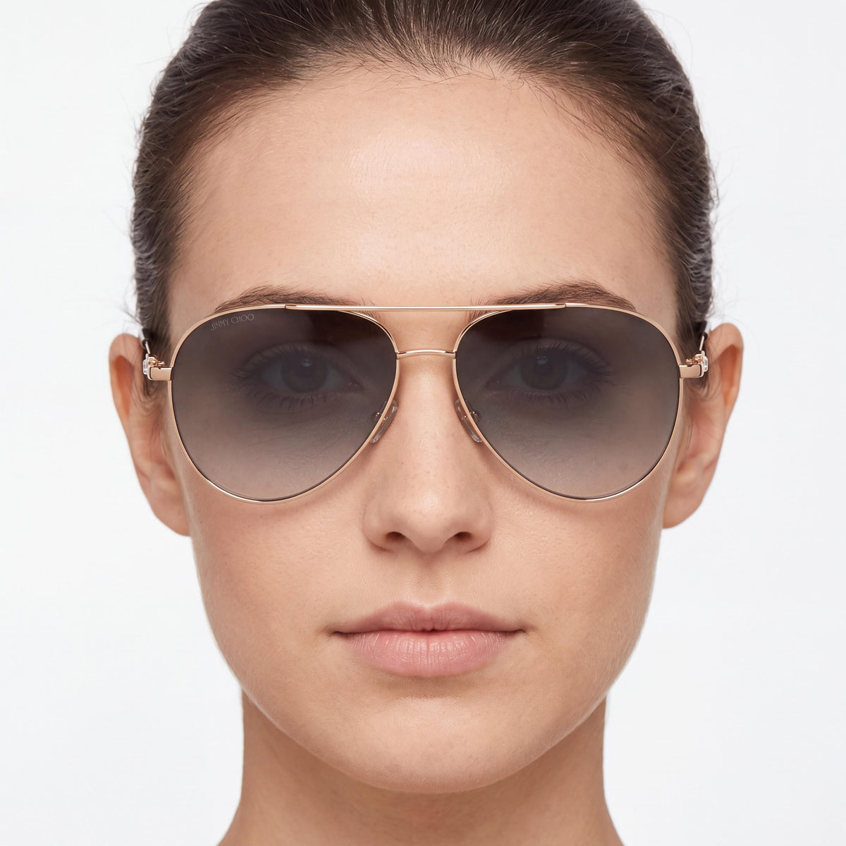 JIMMY CHOO Olly/S Women's Stainless Steel Black Gold Frame Dark Grey Lenses 100% UV Protection Sunglasses 60mm, Photo 3