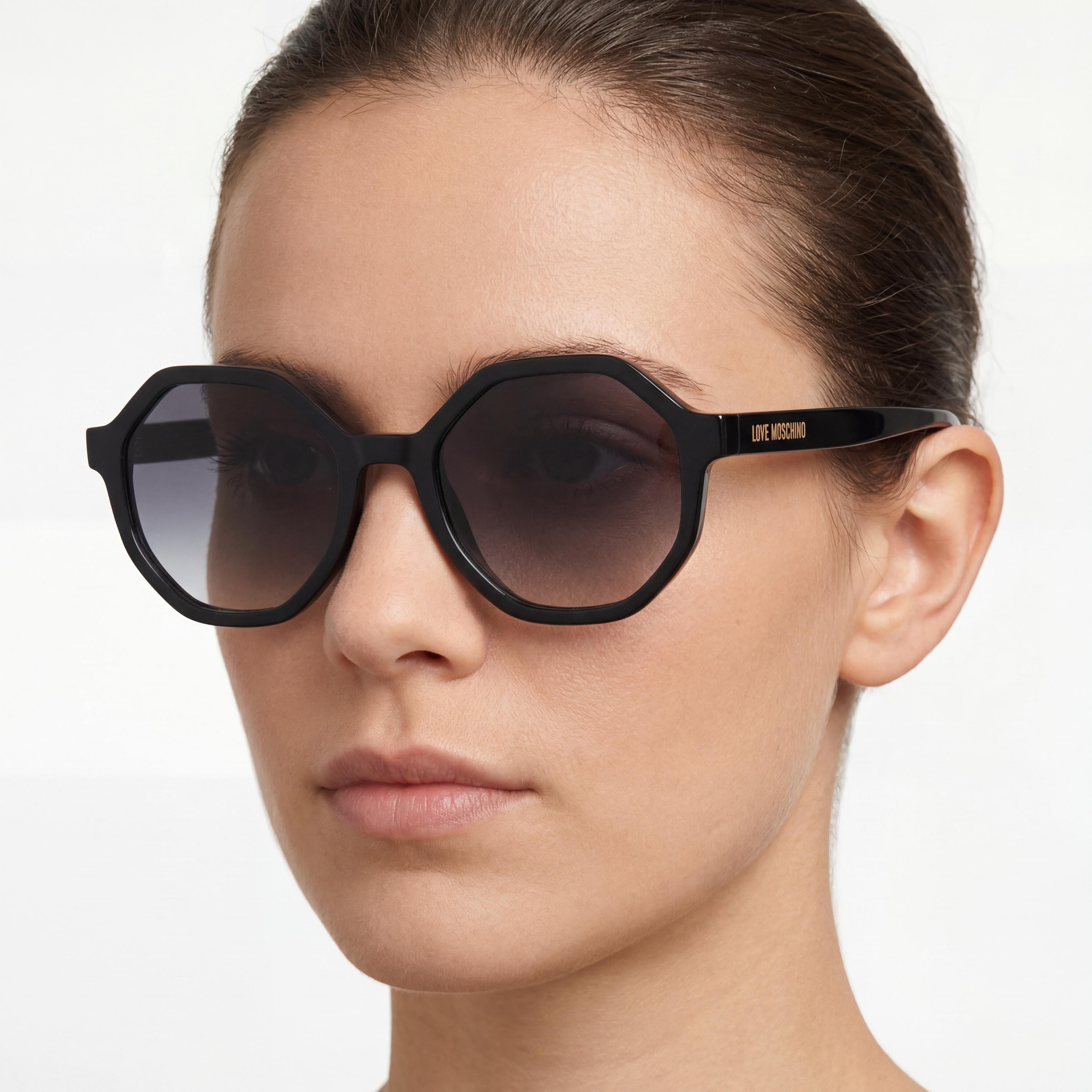 Gafas de Sol Love Moschino Casual para Mujer, Armazón Negro, Lente Oscura Degradada, Protección UV, No Polarizadas, 52mm, Photo 5