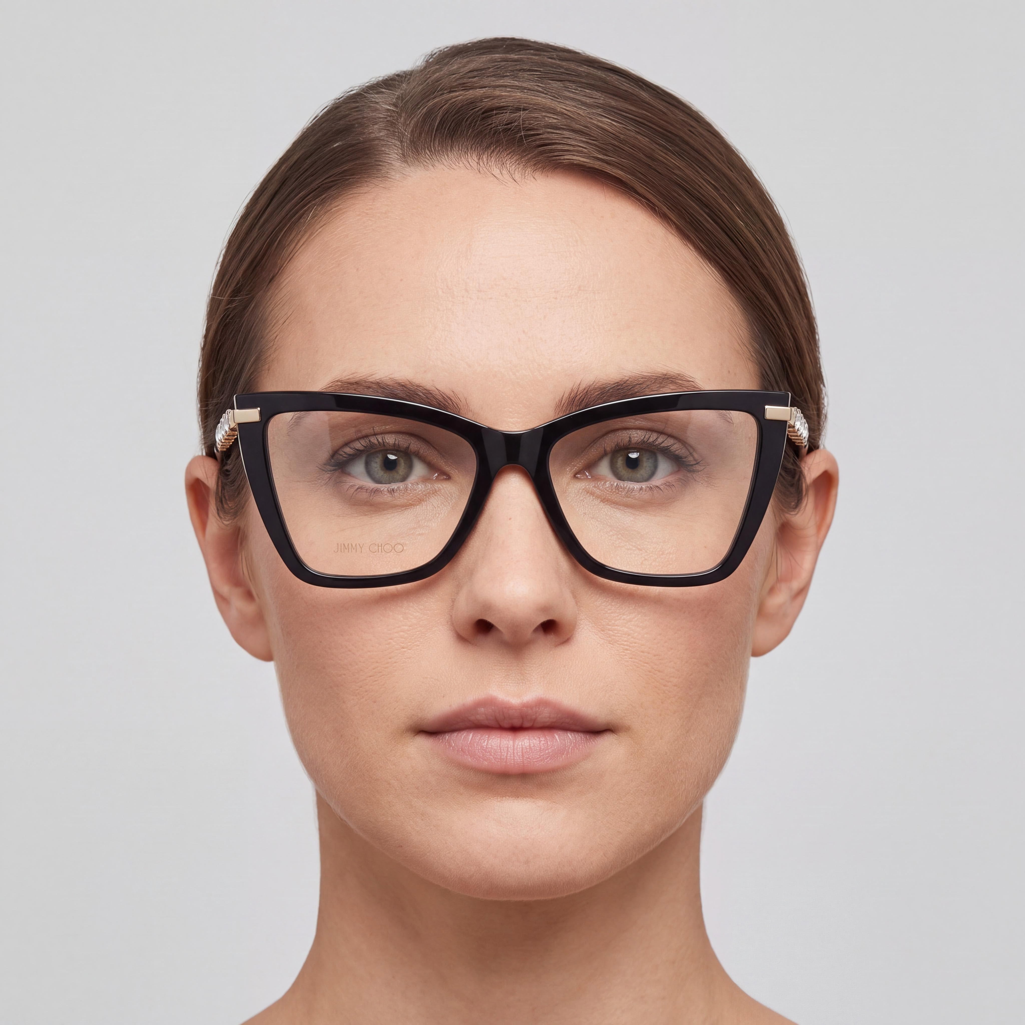 JIMMY CHOO Jc 3020 B Black Tortoise Frame Eyeglasses for Women with Clear Lenses 55mm, Photo 3