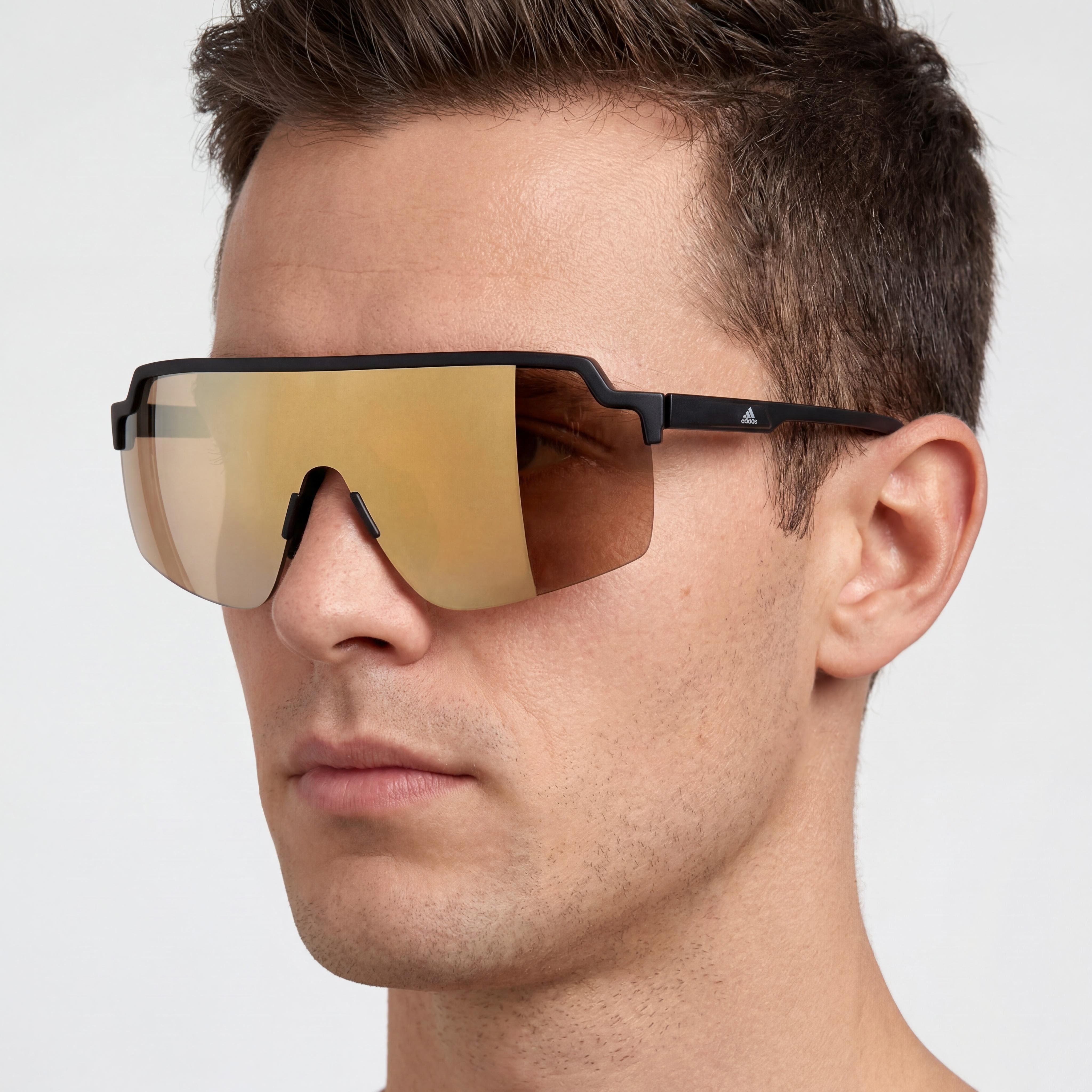 Gafas de sol Adidas SP001801G00 con montura de plástico negro y lentes de espejo marrones para hombre y mujer 59mm, Photo 5