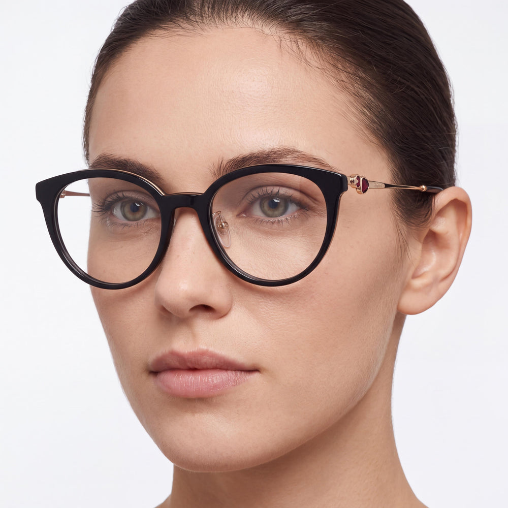 Gafas graduadas casuales para mujer Chopard Vch331s con montura combinada de metal y acetato en verde brillante completo 53mm
