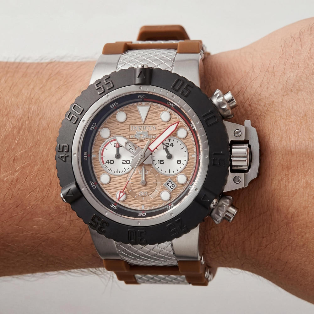 Reloj cronógrafo Invicta Subaqua IN-47828-AMZUK para hombre, de acero inoxidable, esfera marrón, 50 mm
