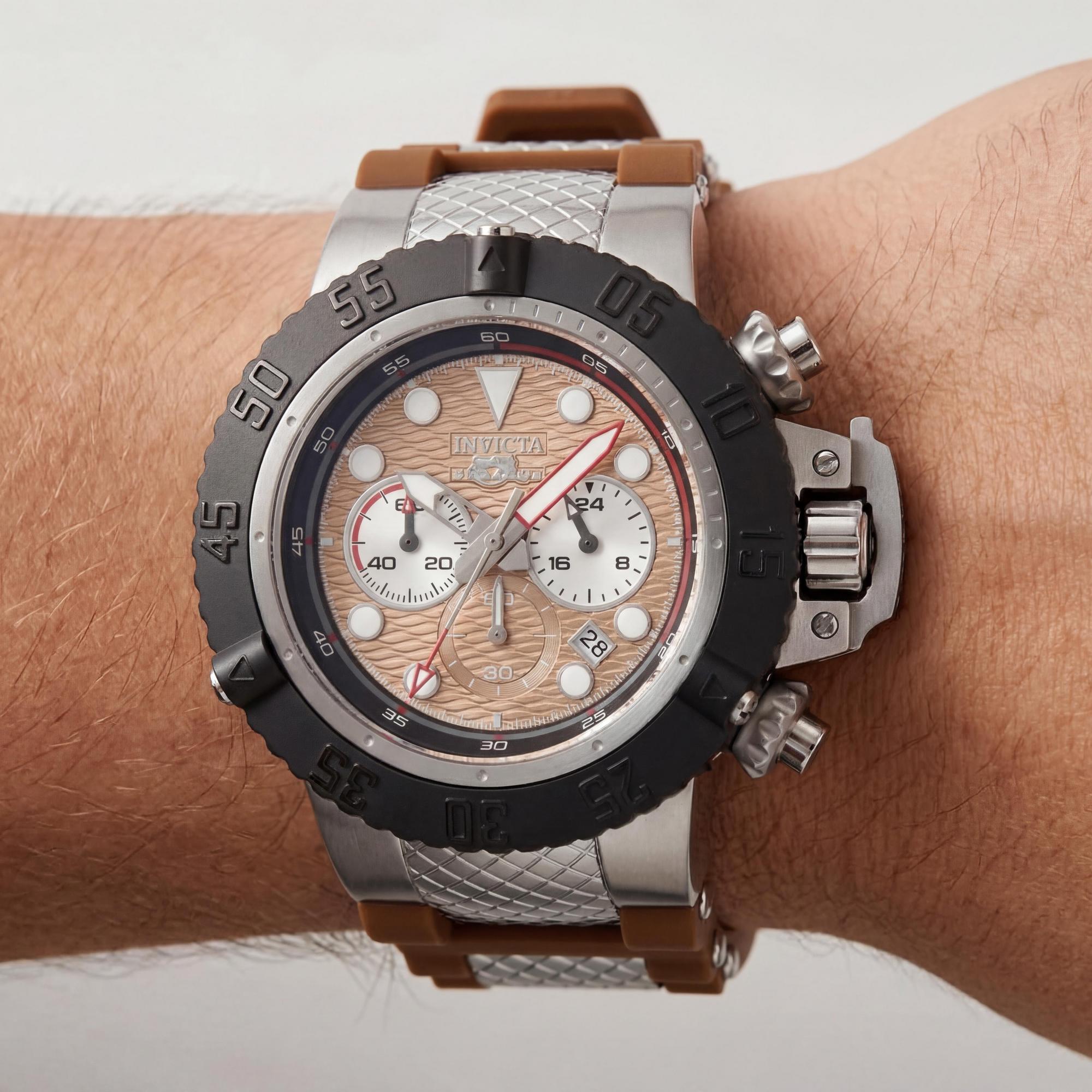 Reloj cronógrafo Invicta Subaqua IN-47828-AMZUK para hombre, de acero inoxidable, esfera marrón, 50 mm, Photo 3