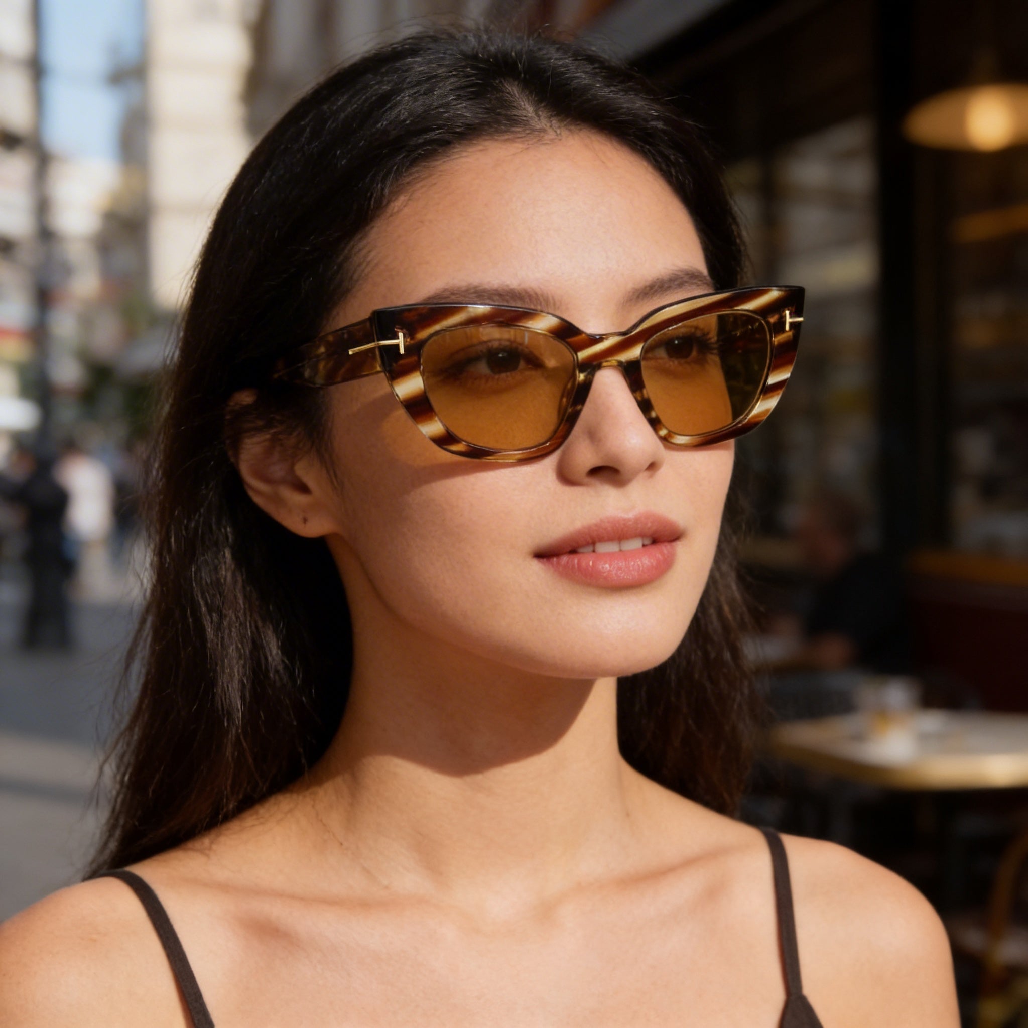 Tom Ford Classic Unisex Polarized Sunglasses Blonde Havana Frame Black Lenses 145-00-21, Photo 6