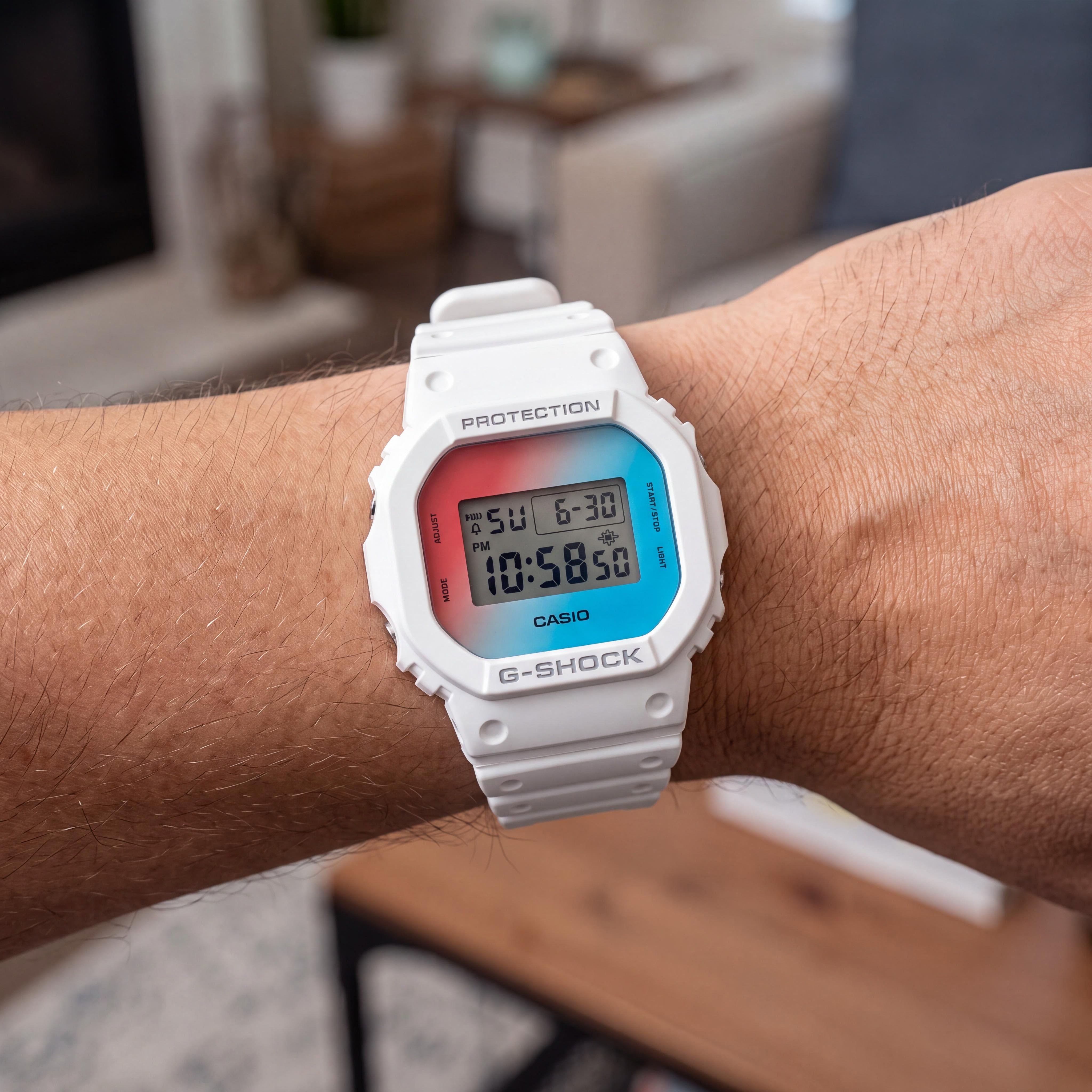 Casio DW-5600TL-7 Men's White Digital Shock Resistant 200M Water Resistant Watch, 49mm Case, Photo 3