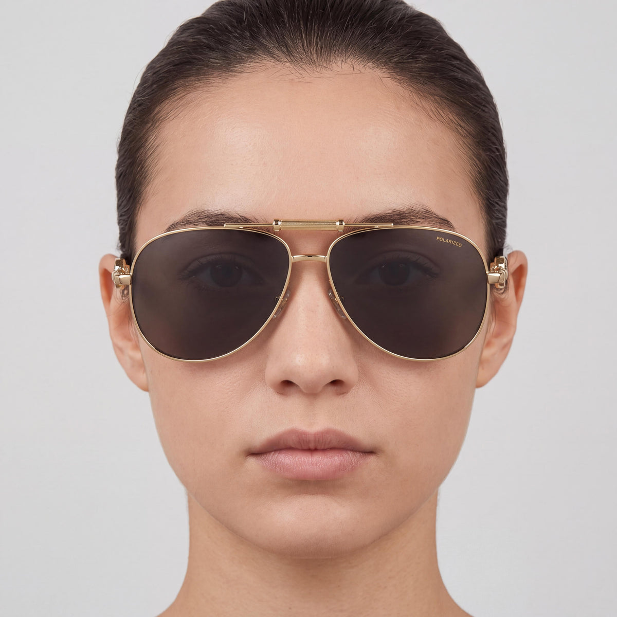 Versace Contemporary Unisex Gold Metal Pilot Frame Polarized Grey Mirror Sunglasses 59mm UV Protection, Photo 4