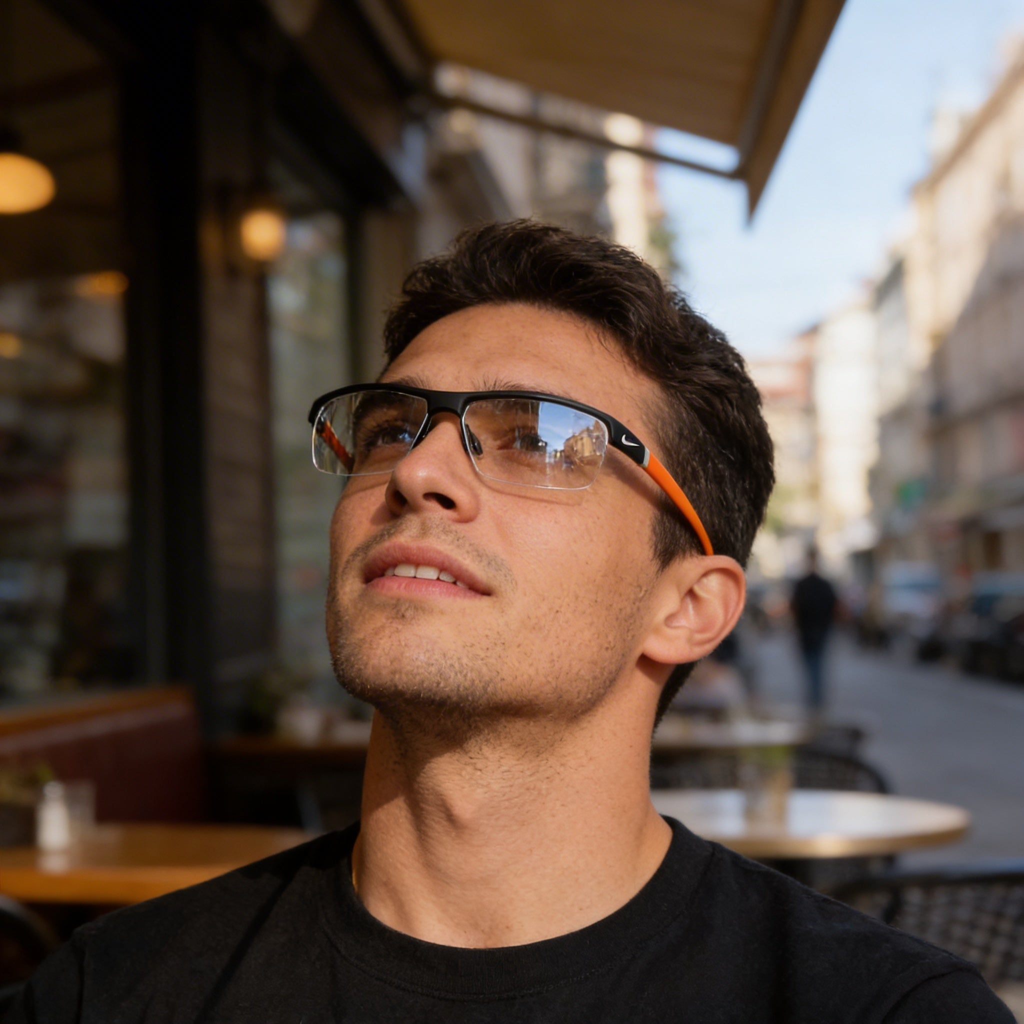 Nike 7071/2 Men's Plastic Prescription Ready Optical Frames Dark Grey and Orange 57-14-135mm, Photo 4