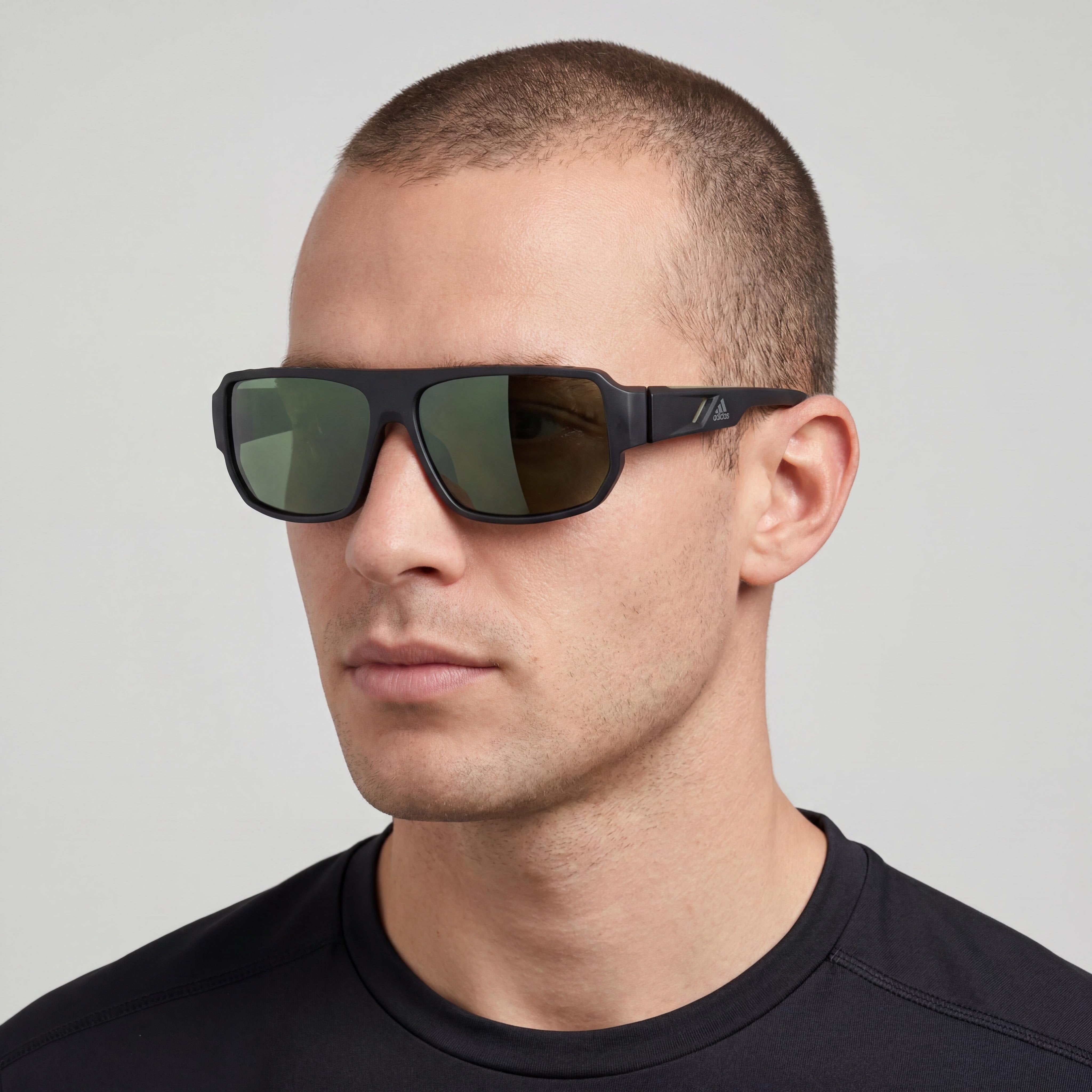 adidas Sp0038 Men's UV Protected Sunglasses with Plastic Frame in Matte Black Green (61mm Lens Width), Photo 5