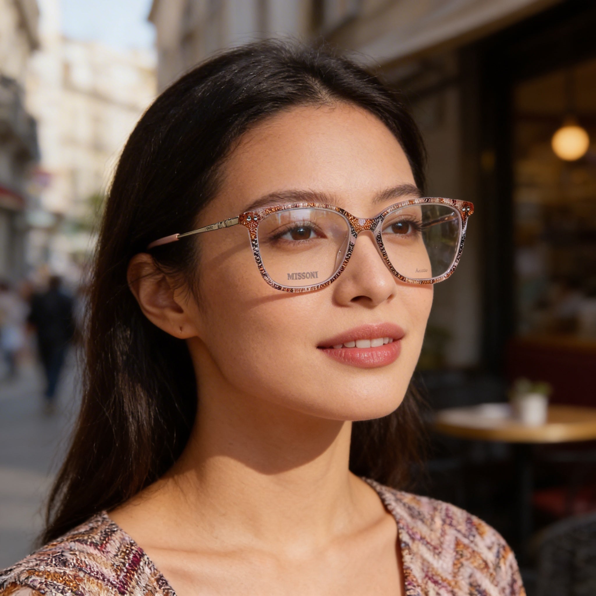 Missoni Modern Women's Acetate Frame Eyewear in Cherry Pink, Non-polarised Lenses, 53mm Lens Width, Photo 5