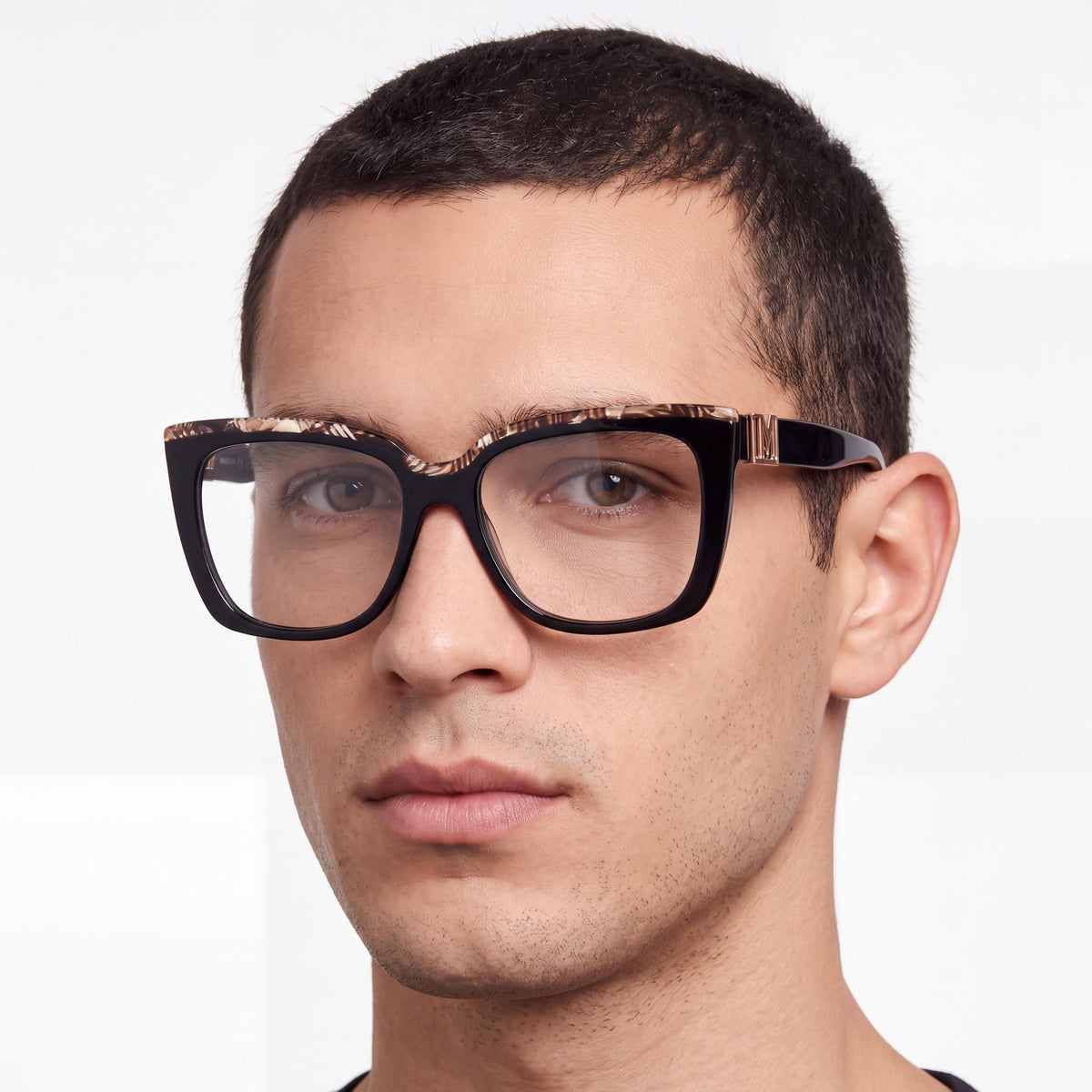 GUESS by Marciano Gm50032 Men’s Shiny Black Plastic Frame Eyewear with Polycarbonate Lenses, Size 54-16-140, Photo 4