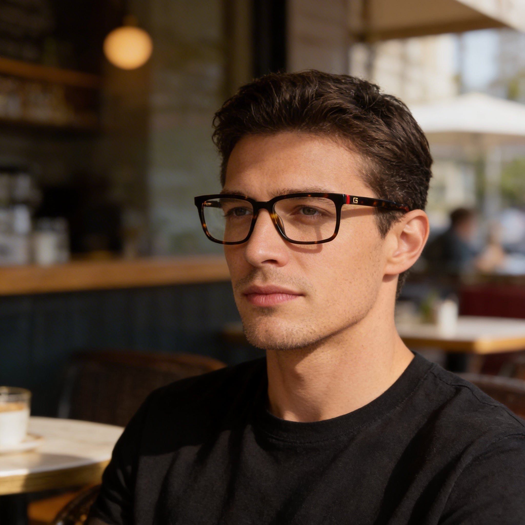 Gafas ópticas GUESS Casual para hombre, de plástico, color Habana oscuro, con lentes de 54 mm de ancho, Photo 4