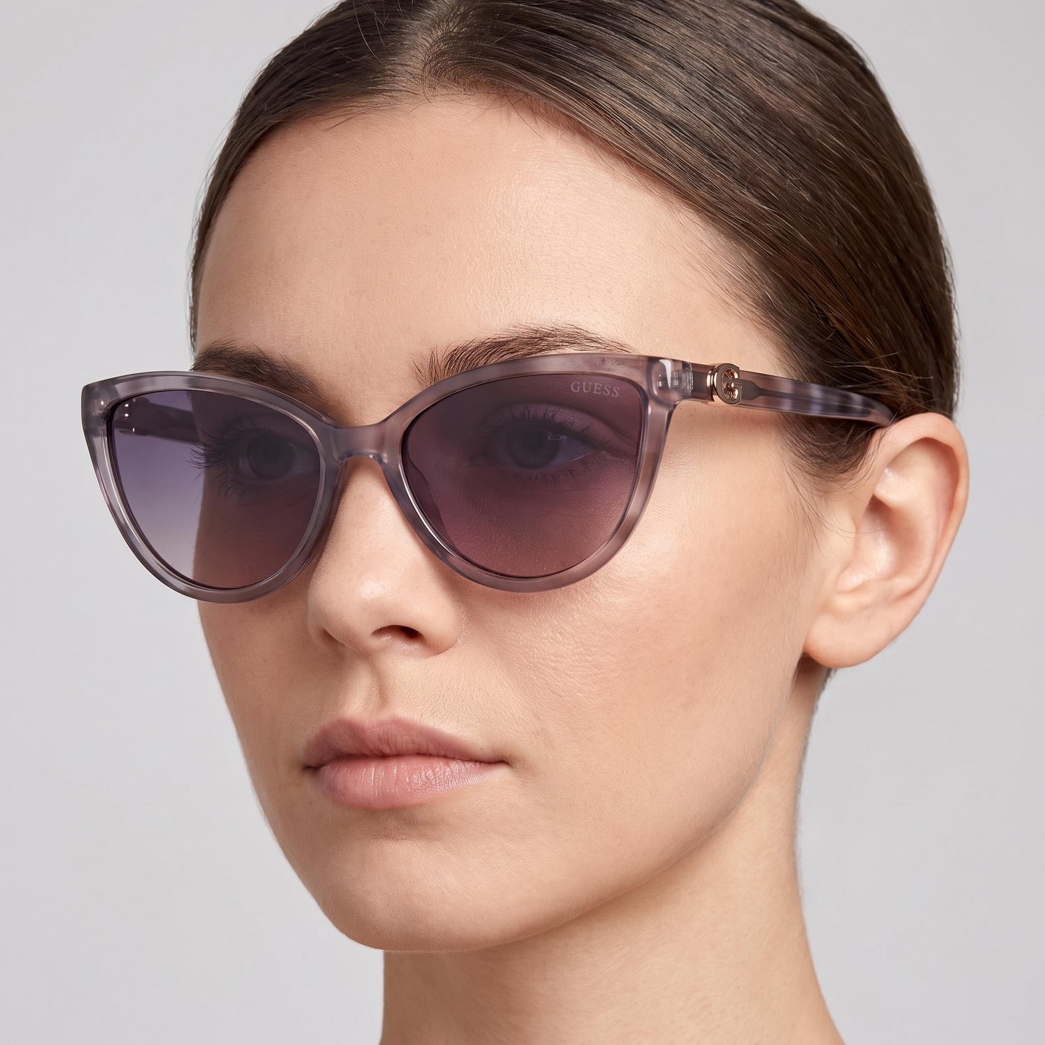 GUESS Casual Women's Non-Polarized Plastic Frame Sunglasses, Grey Avana, UV 400 Protection, 55-17-140, Photo 4