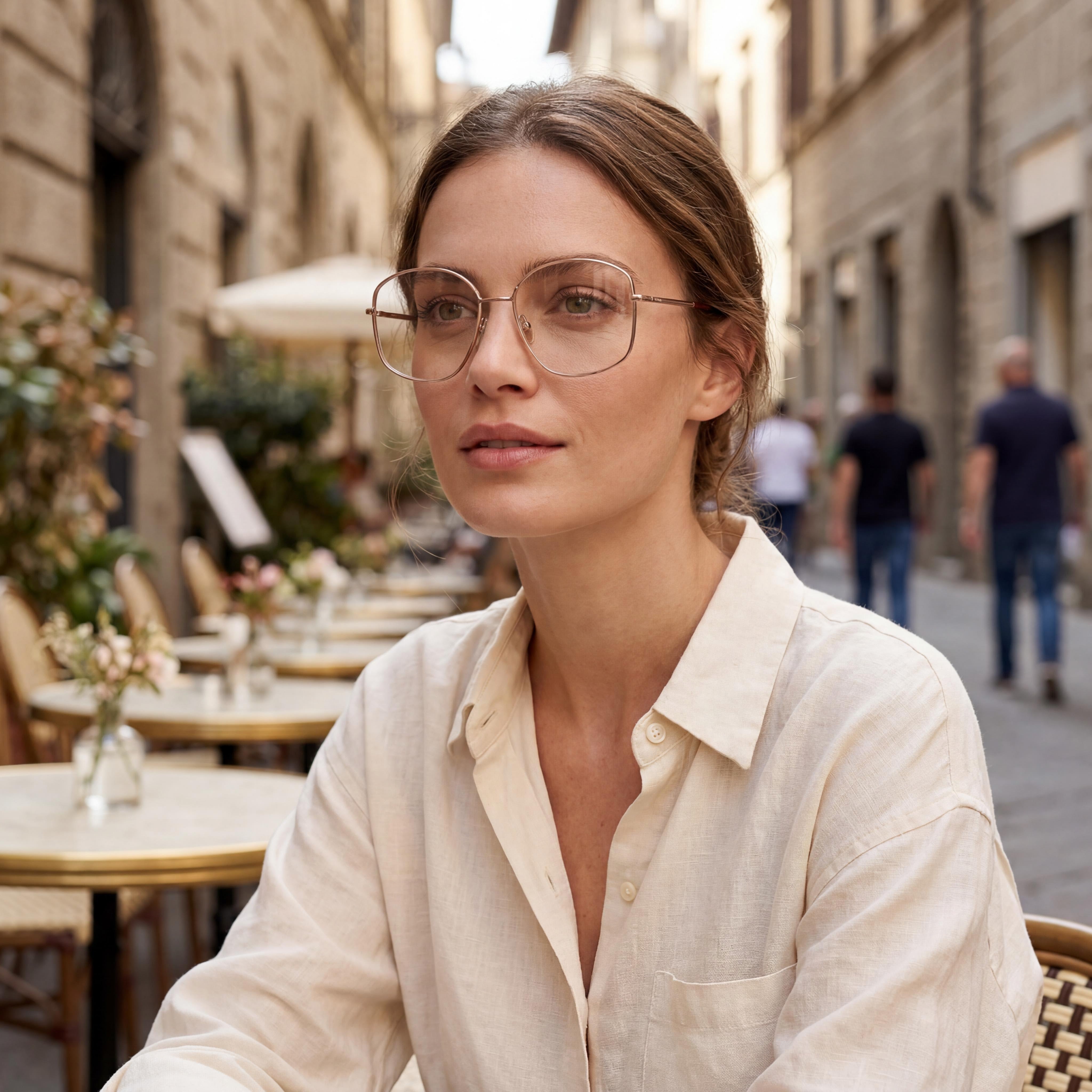 MaxMara Women's Mm5146 Metal Frame Eyewear, Rose Gold with Clear Lenses, 56mm, Photo 6