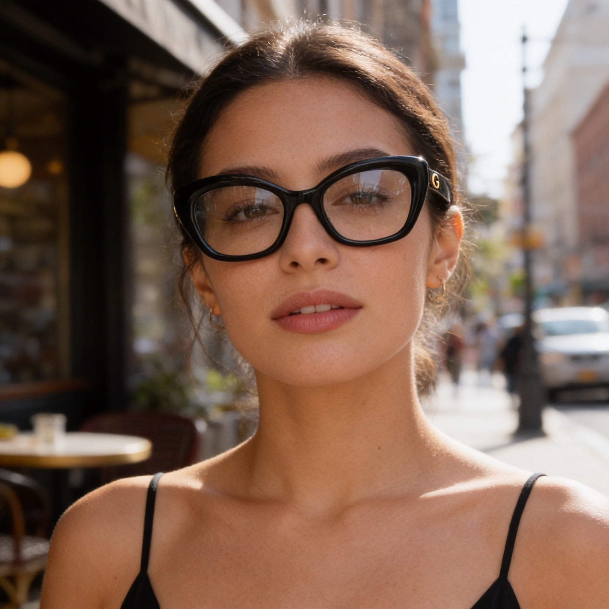 Gafas de mujer Guess Gu50225 de plástico negro brillante no transparentes de 51 mm, Photo 5