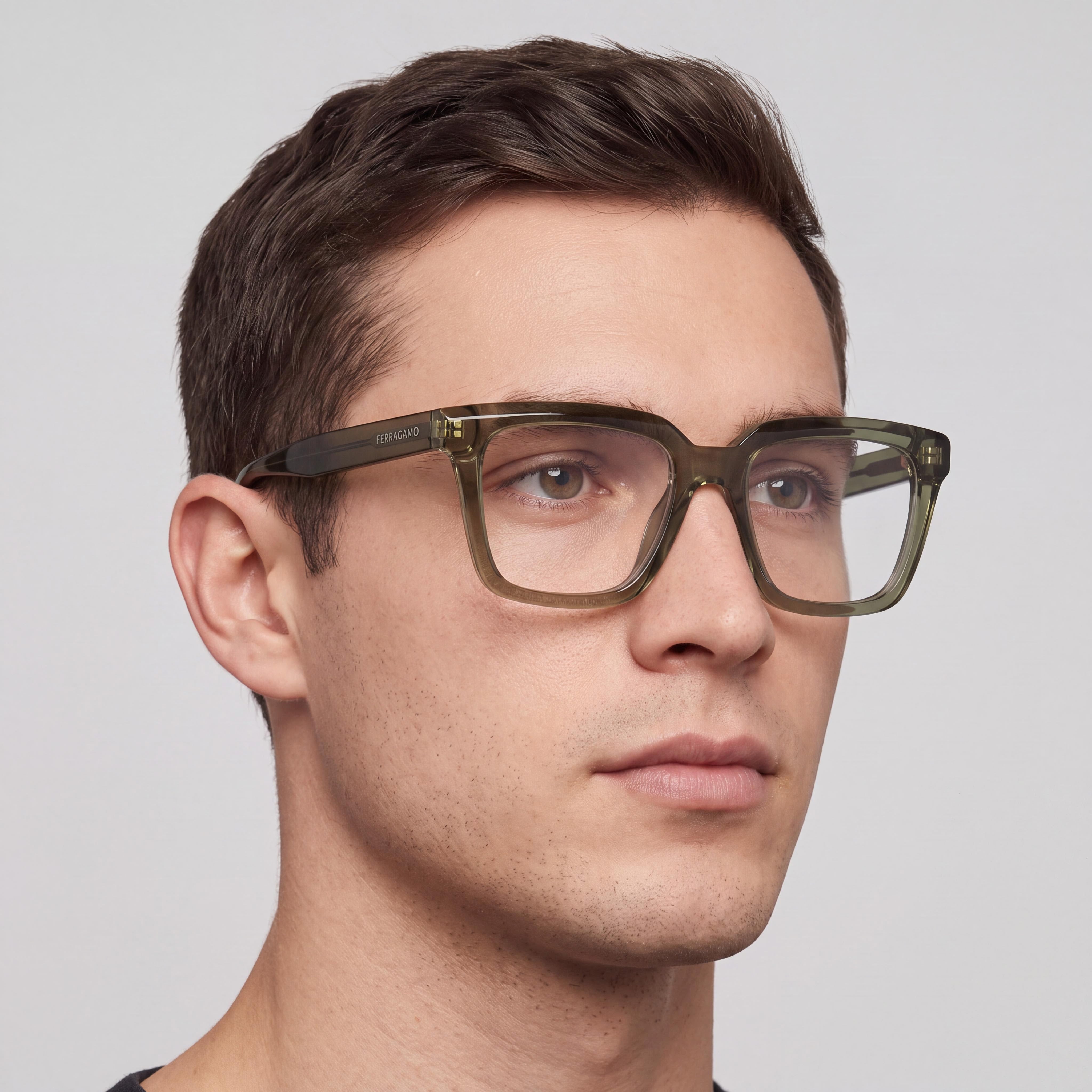 Gafas Salvatore Ferragamo Sf2985 de Acetato Transparente Caqui para Hombre 52mm, Photo 4