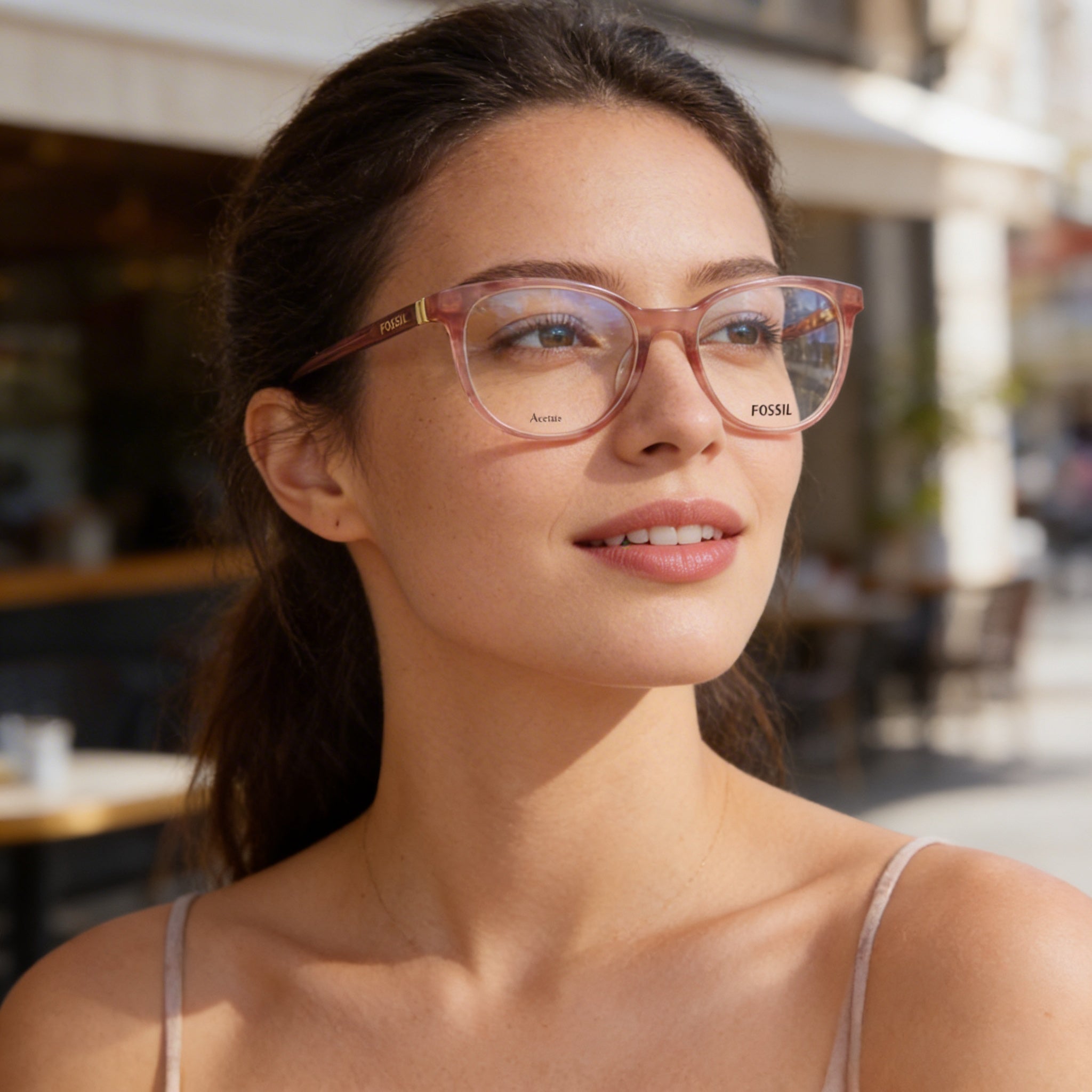 Fossil Modern Women's Plum Acetate Optical Eyeglasses, Designed for Everyday Comfort, 53mm Lens Width, Photo 5