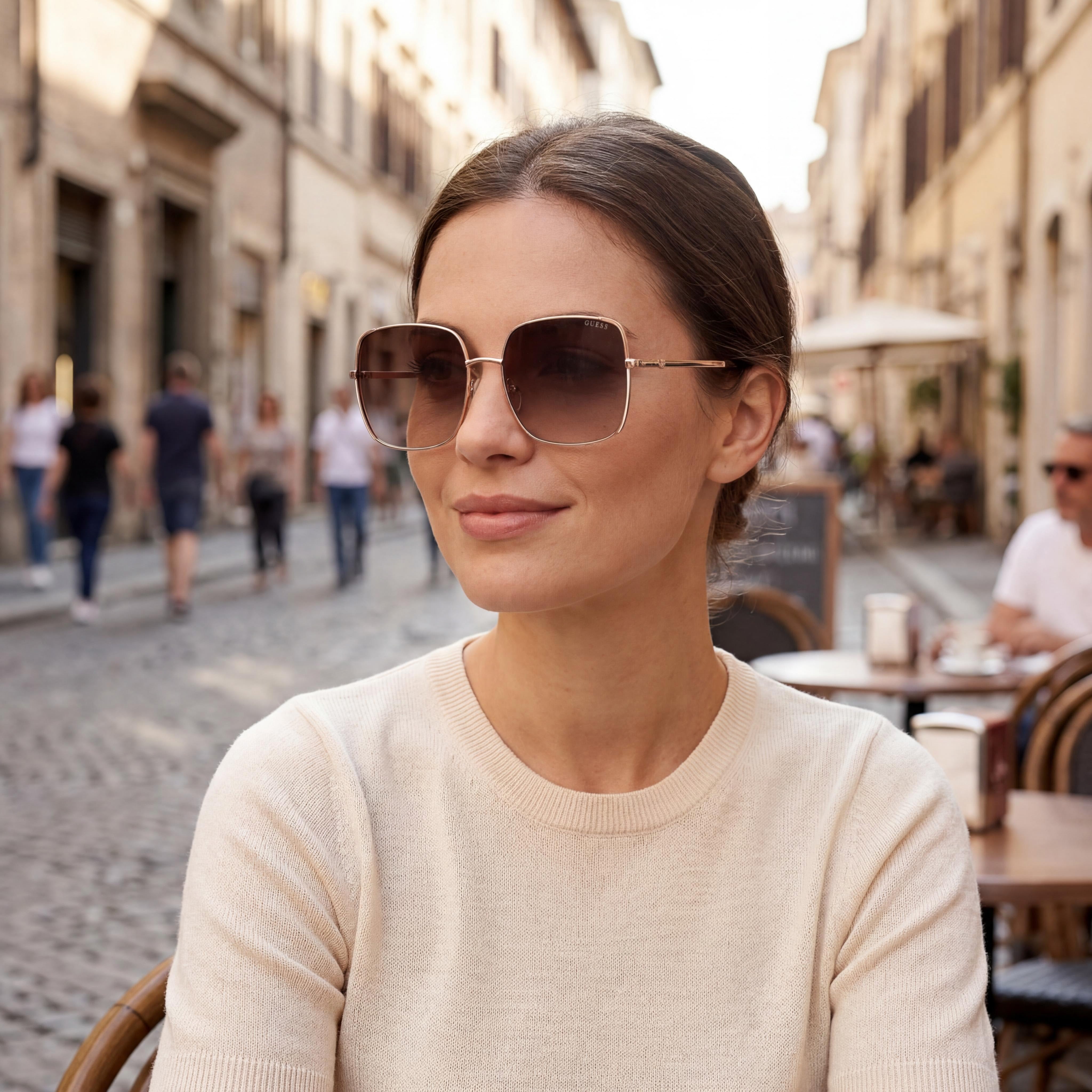 GUESS Gu00194 Women's Shiny Rose Gold Metal Sunglasses with Gradient Brown Polycarbonate Lenses 58-17-140mm, Photo 5