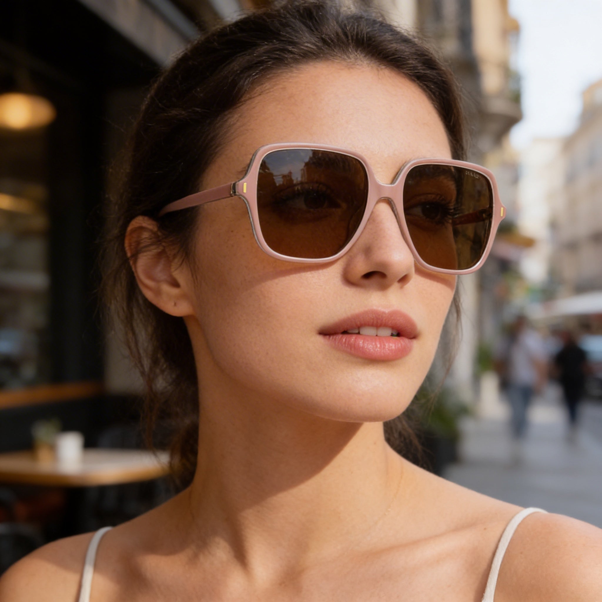 Gafas de sol Polaroid informales para mujer, color rosa, de POLICARBONATO ECOLÓGICO, polarizadas, alta protección UV, lentes de bronce, 56 mm, Photo 6