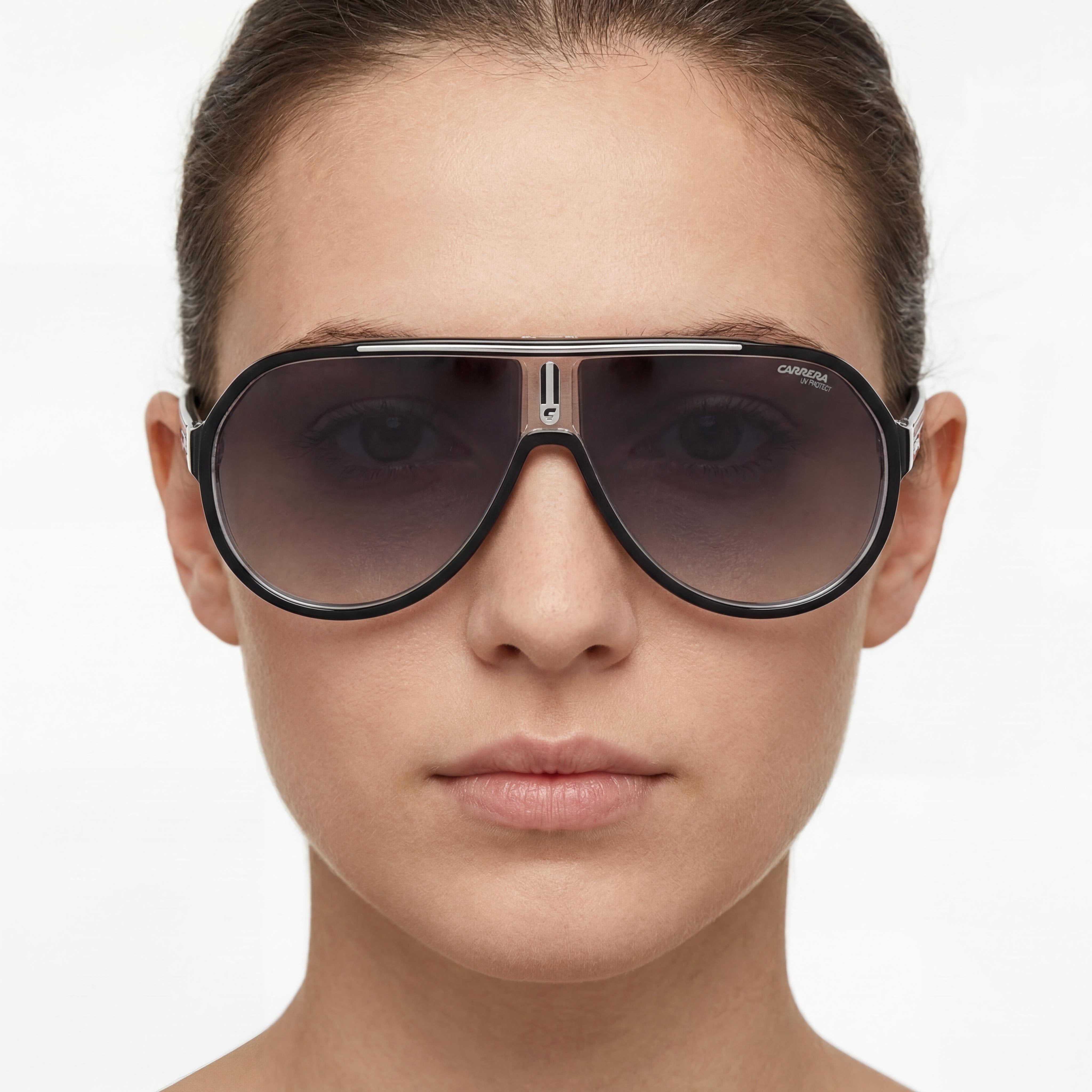Carrera Modern Black White Pilot Frame Unisex Thermoplastic Elastomers UV Protection Sunglasses 64mm, Photo 5