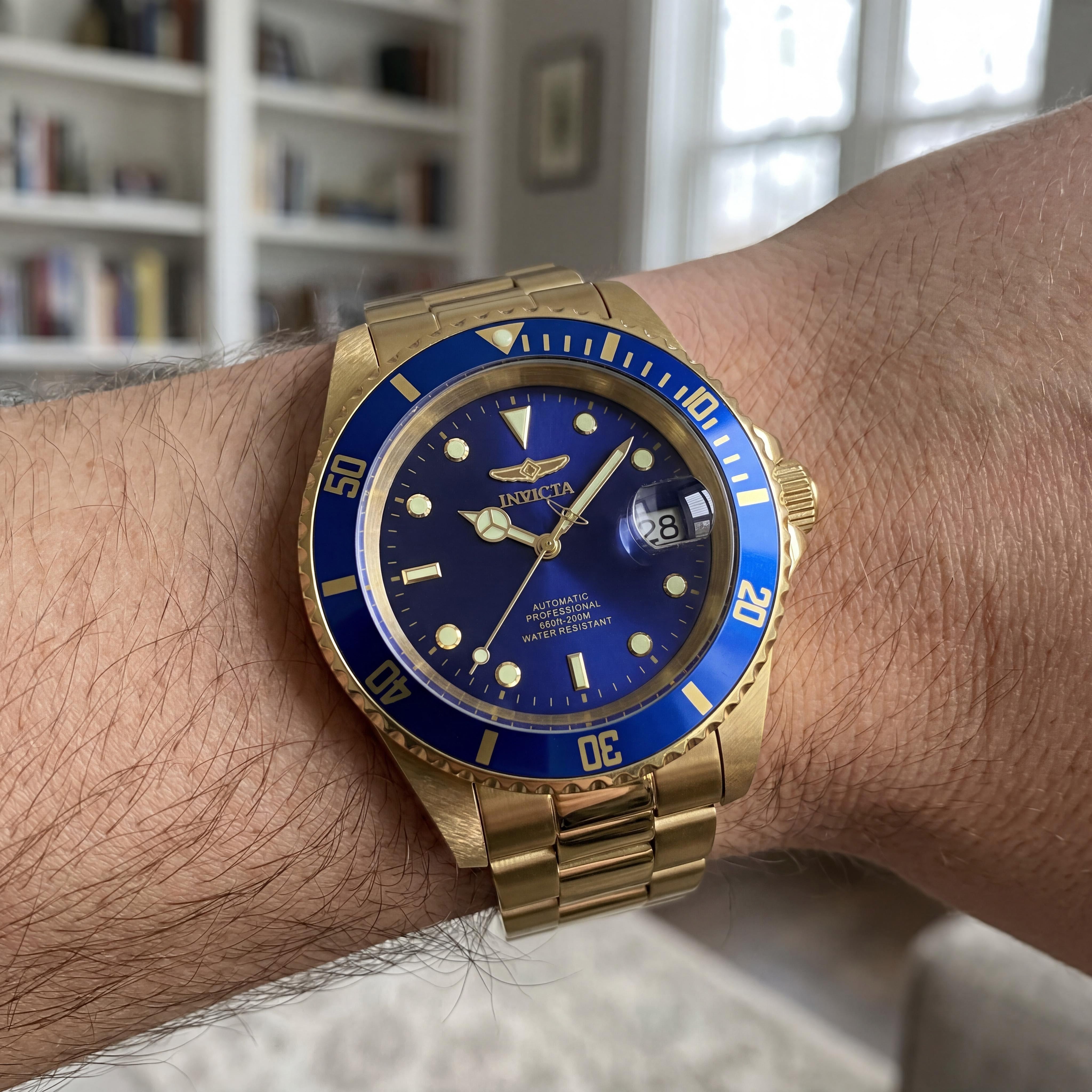 Invicta Pro Diver 8930OBXL Men's Automatic Gold Blue Stainless Steel Bracelet Water Resistant Watch 43mm, Photo 4