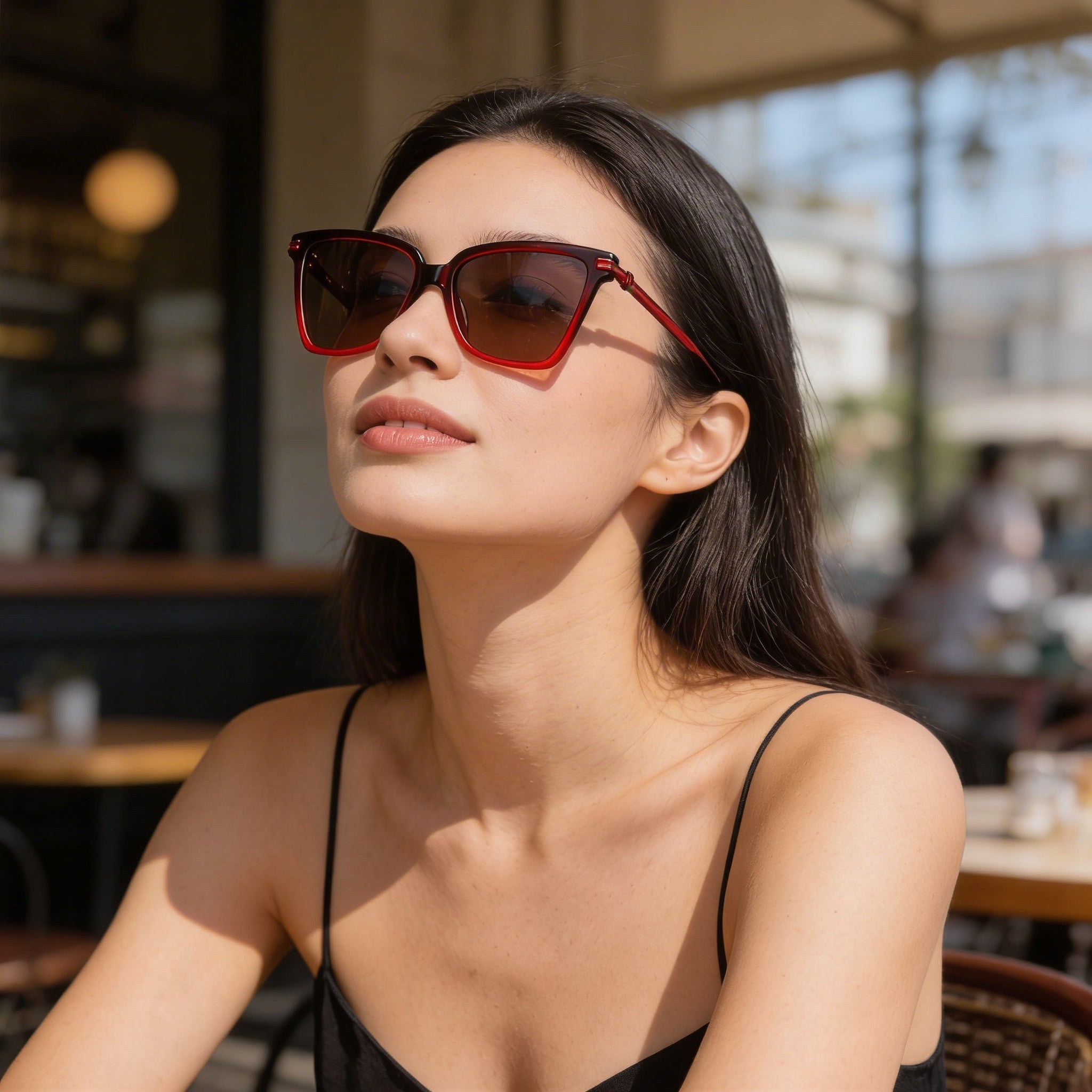 Ferragamo Sf2036s Unisex Butterfly Acetate Frame Sunglasses Gradient Transparent Dark Red 56mm, Photo 6