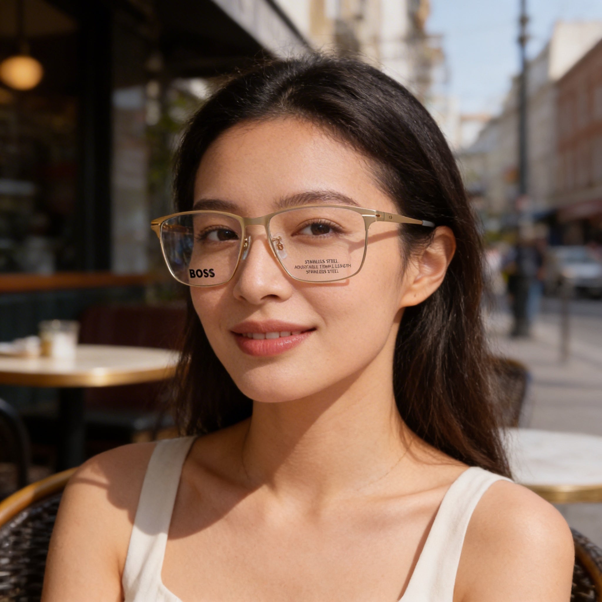 Hugo Boss Rectangular Optical Frames Boss 1467/f Unisex Metal Matte Gold with Lenses, 40mm, Photo 5