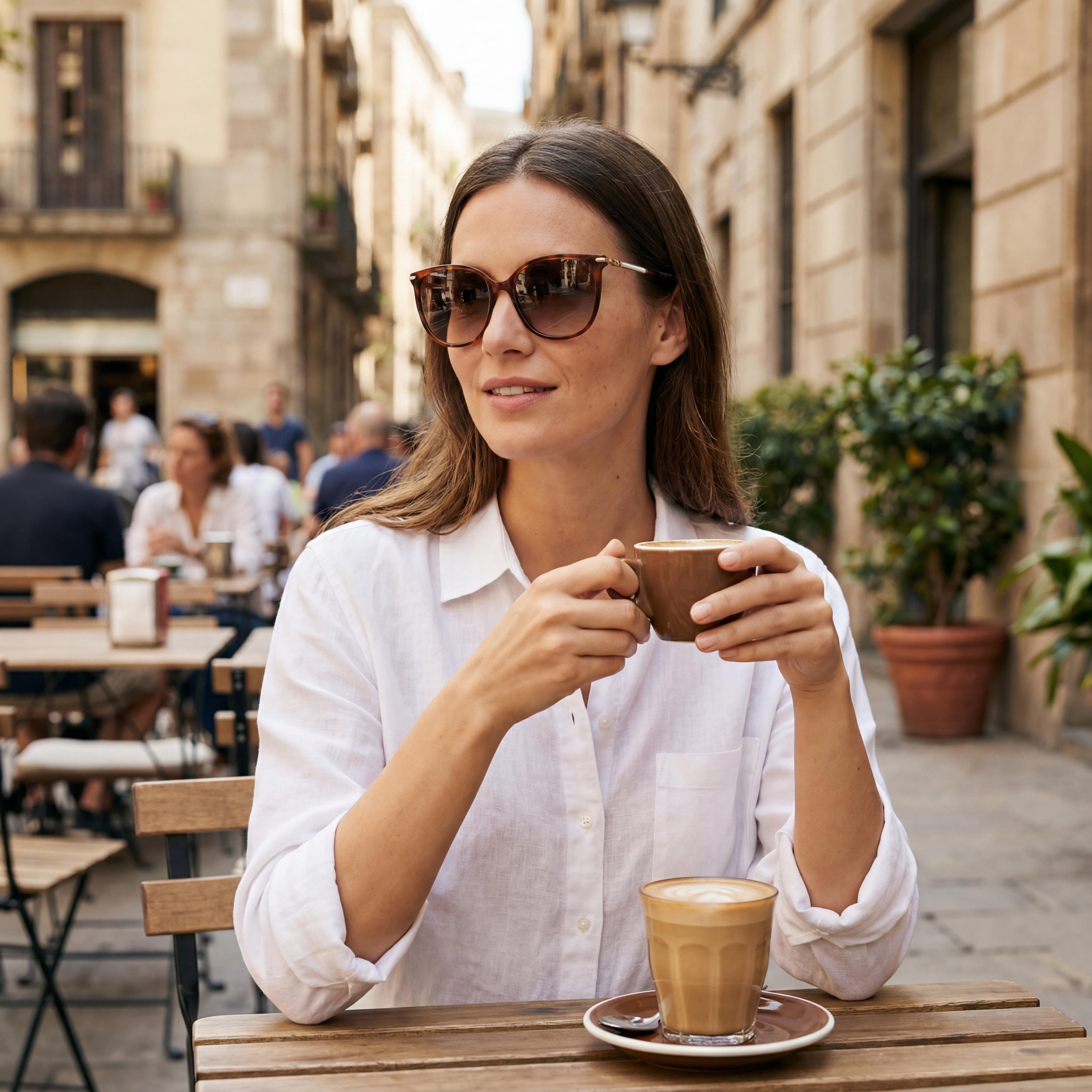 Gafas de sol de acetato Carolina Herrera modernas para mujer con montura Habana marrón y lentes no polarizadas marrones degradadas de 55 mm, Photo 5
