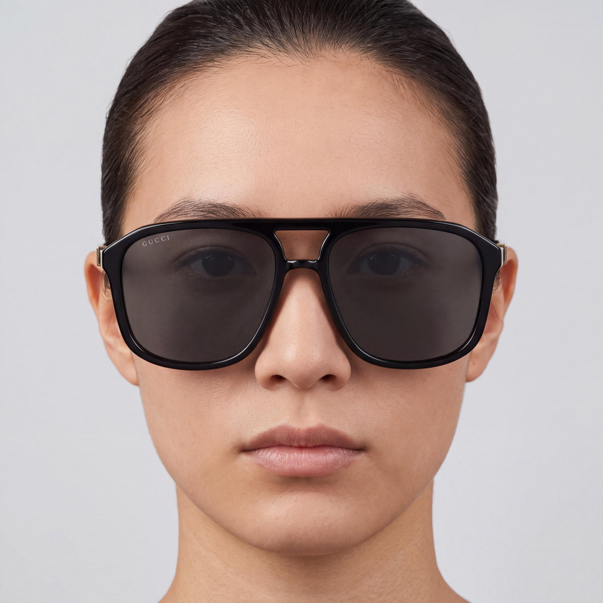 Gafas de sol unisex Gucci GG1494S-001 con montura de plástico gris negro y lentes grises no polarizadas de 57 mm, Photo 4
