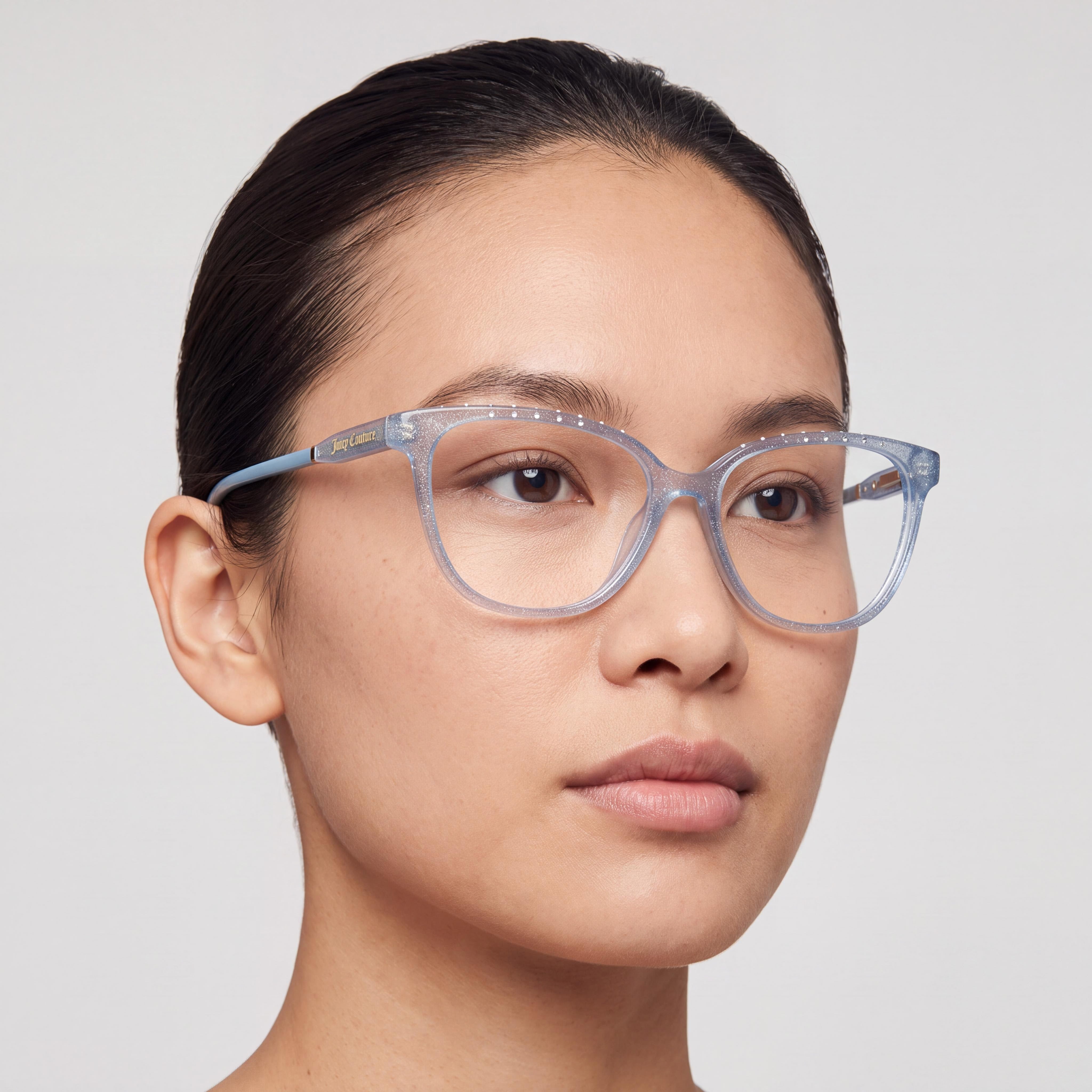 Juicy Couture Ju 252 Unisex Blue Plastic Frame Clear Polycarbonate Non- Eyeglasses 54-16-140, Photo 4
