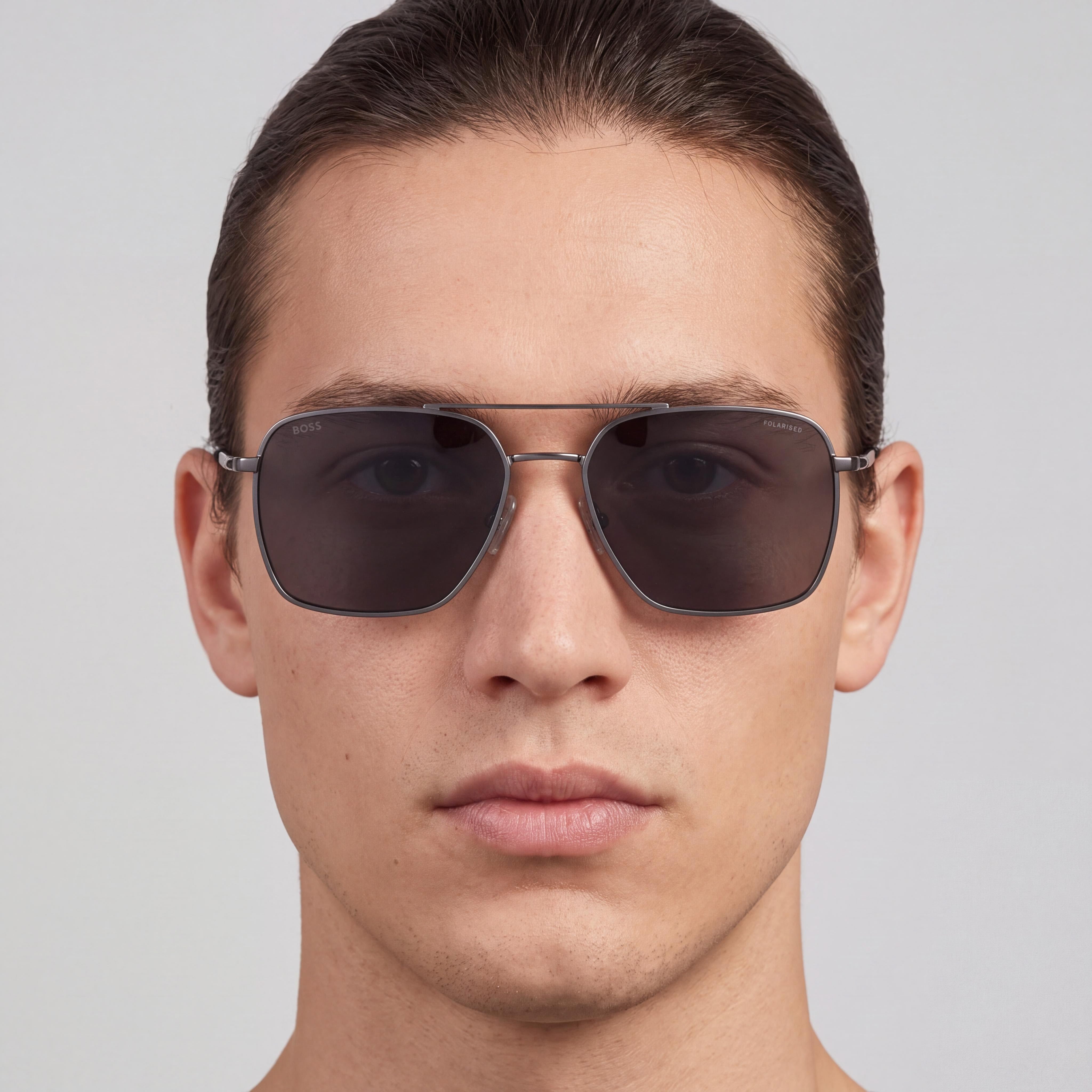 Hugo Boss Boss 1414/S Gafas de sol unisex de metal con protección UV no polarizada, con montura rutenio oscuro mate y lentes rutenio oscuro de 57 mm, Photo 5
