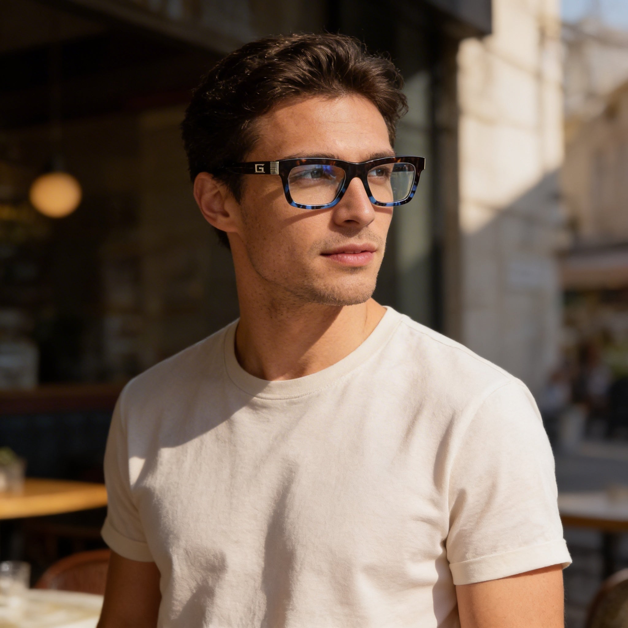 Gafas GUESS para hombre Gu50242 con montura de plástico rubia habana y lentes de policarbonato - Talla 53-20-145mm, Photo 6