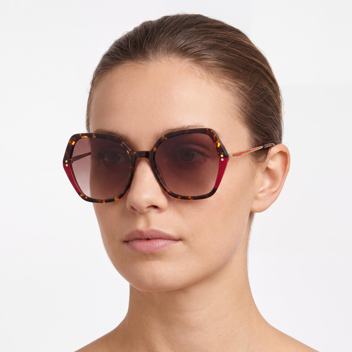 Gafas de sol Carolina Herrera para mujer esenciales de acetato ligero, La Habana, rojo-marrón, sin polarizar, protección UV, con cristales marrones degradados, de 55 mm, Photo 5