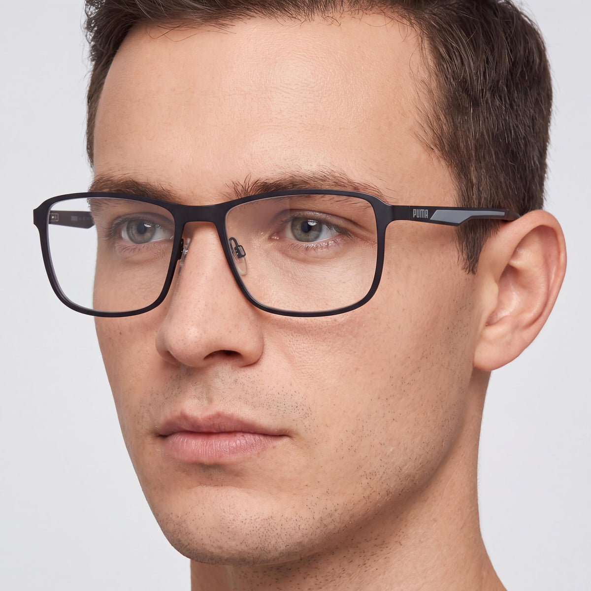 PUMA PU0391O 001 58 Men's Black Metal Full Rim Rectangle Eyeglasses with Clear Lenses 58mm, Photo 4