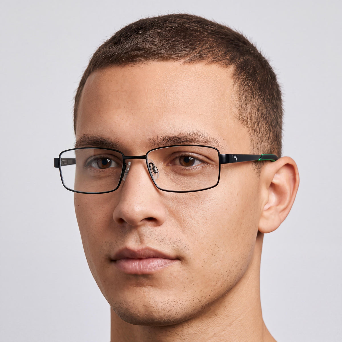 Gafas ópticas graduadas unisex PUMA Pj0012o-006, montura de metal negro transparente, 49-16-130, Photo 3