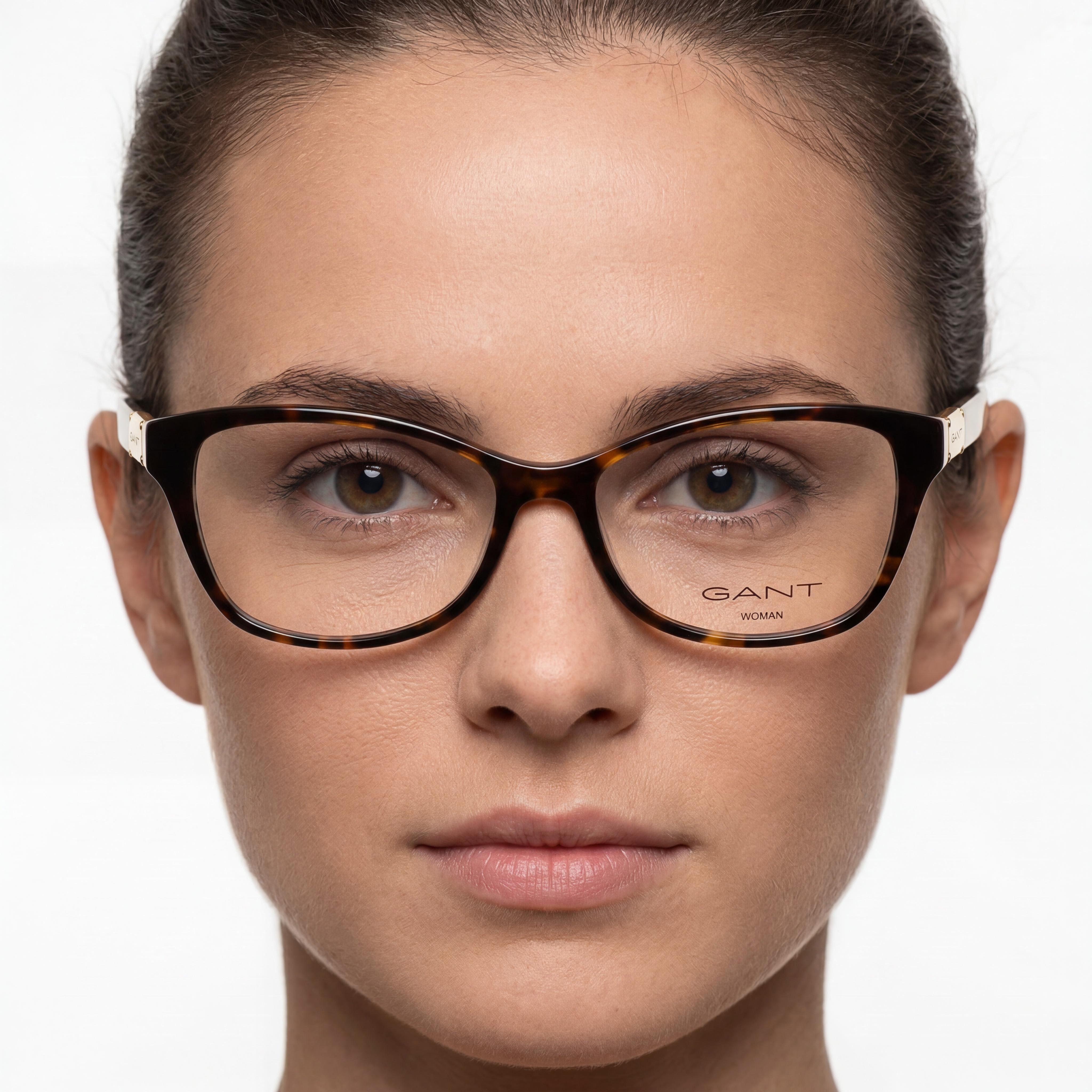 Gafas Gant Casual para mujer con montura de plástico y lentes de policarbonato de demostración en color Habana Oscuro 53-15-140, Photo 4