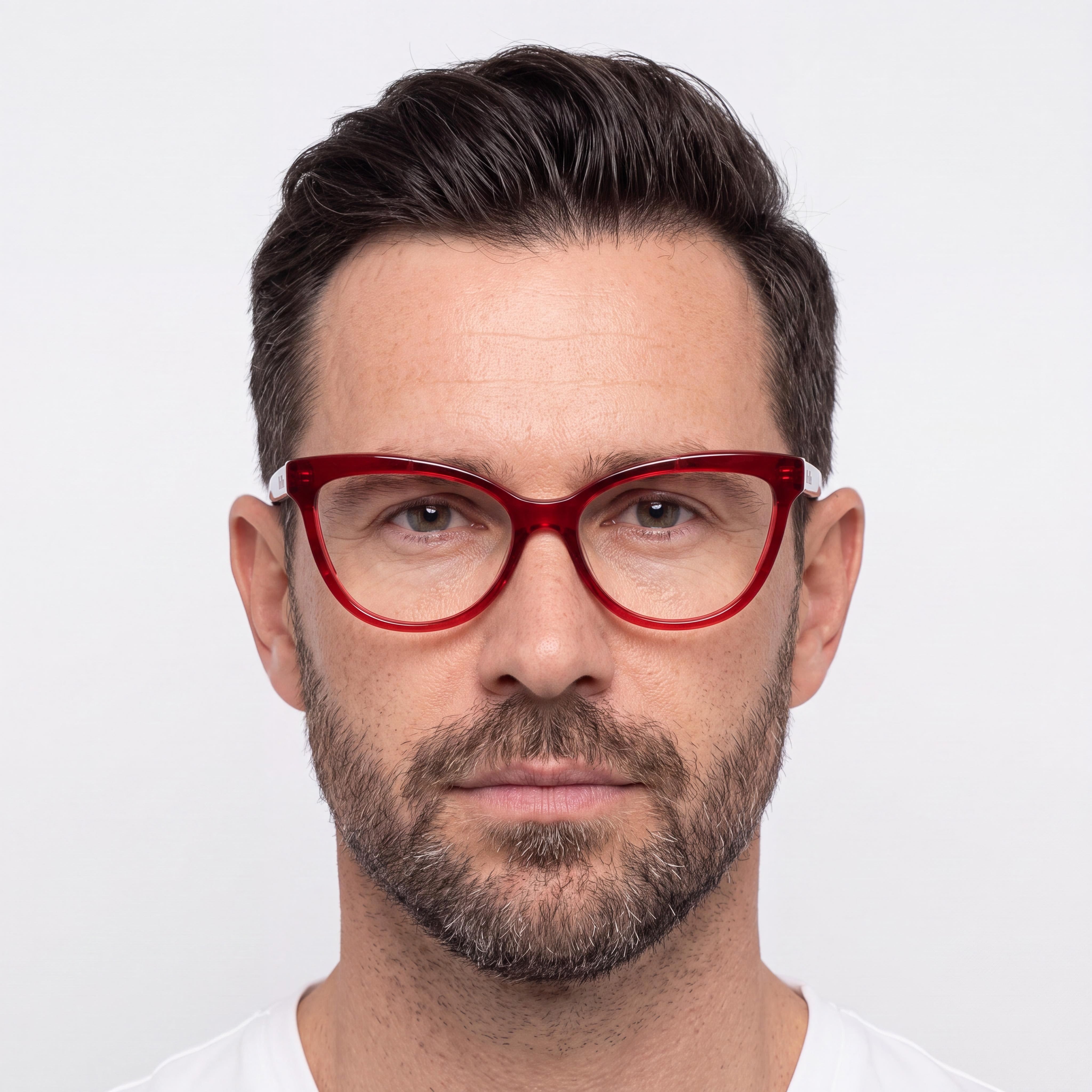 MaxMara MM5093 Men's Modern Style Red Plastic Frame Eyeglasses with Clear Plastic Lenses 54-15-140mm, Photo 4