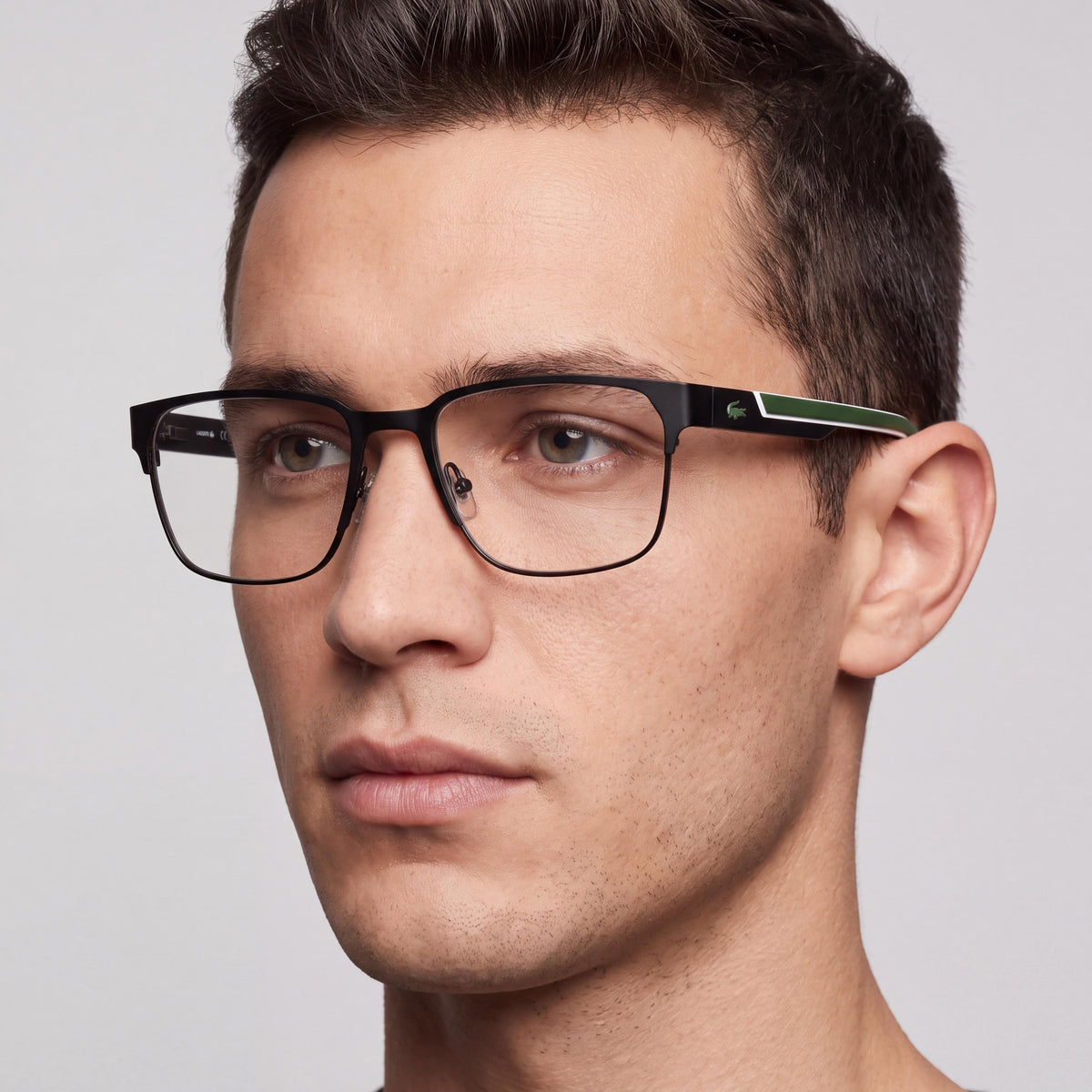 Gafas graduadas Lacoste L2306 N para hombre, estilo clásico, montura metálica, lentes de plástico, negro mate, 55 mm, Photo 4