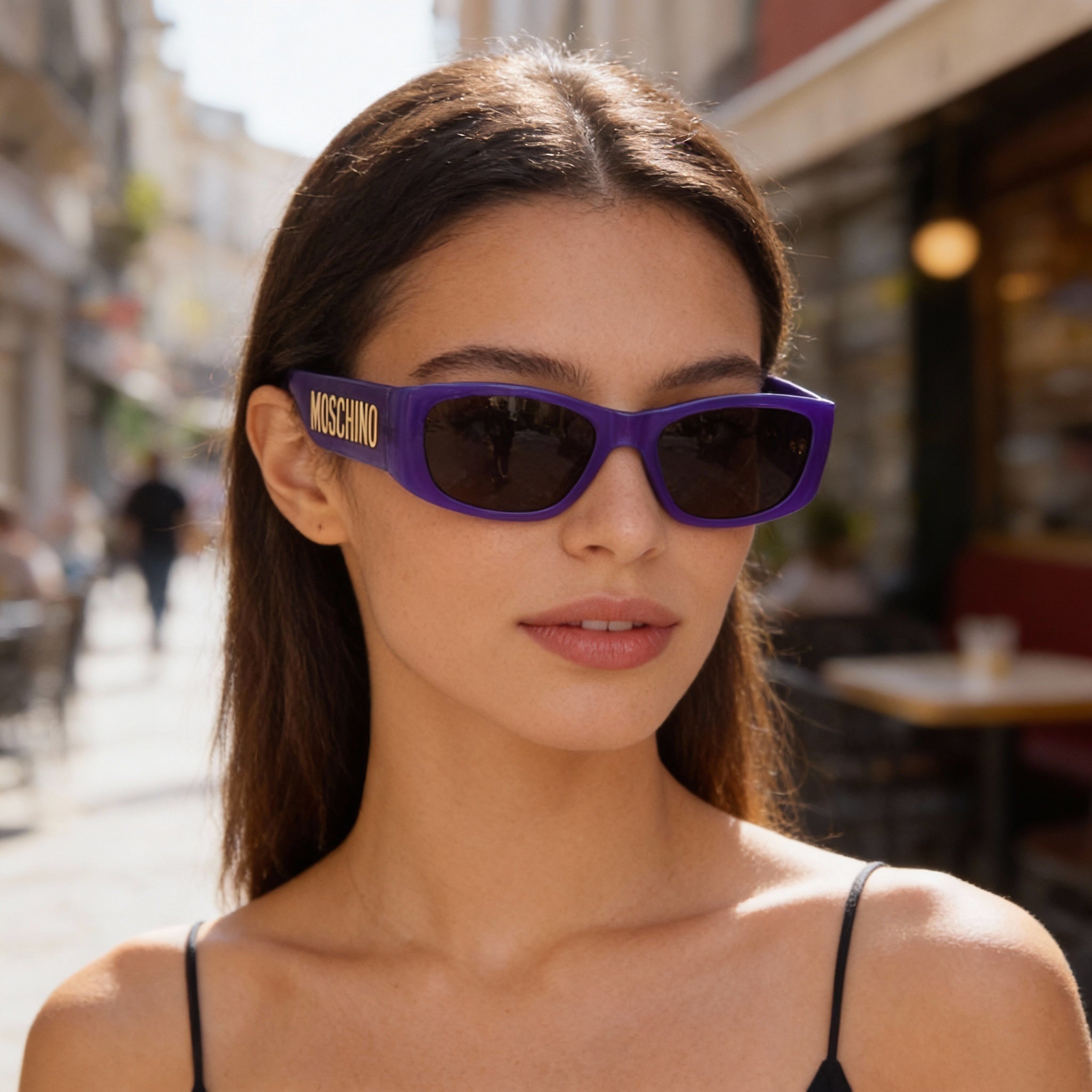 Moschino Casual Women's Violet Propionate Injected Frame Grey Polyamide Lens UV Protected Sunglasses 55-18-135, Photo 4