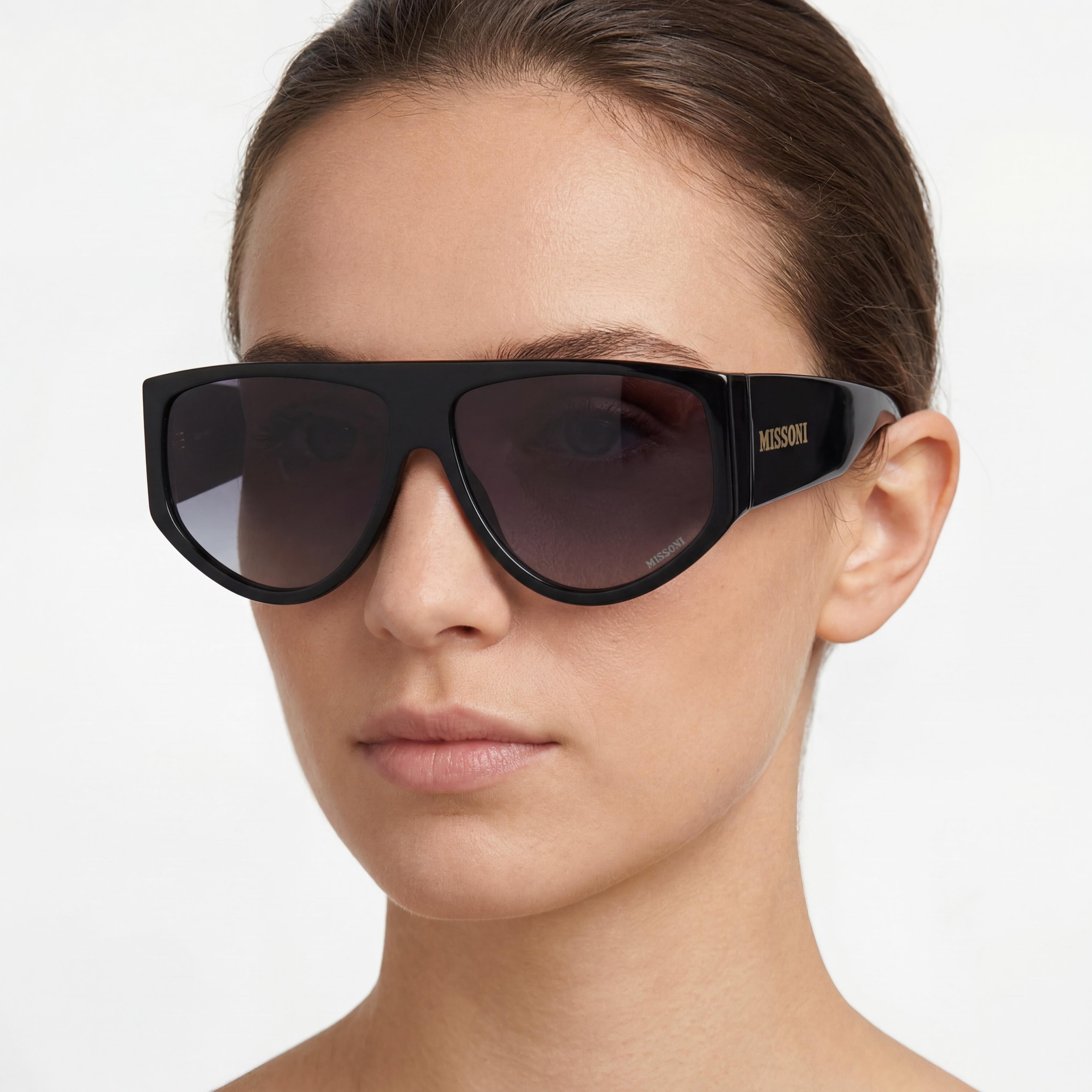 Missoni Seasonal Women's Square Acetate Black Grey UV Protected Sunglasses Dark Grey Shaded 61mm, Photo 5