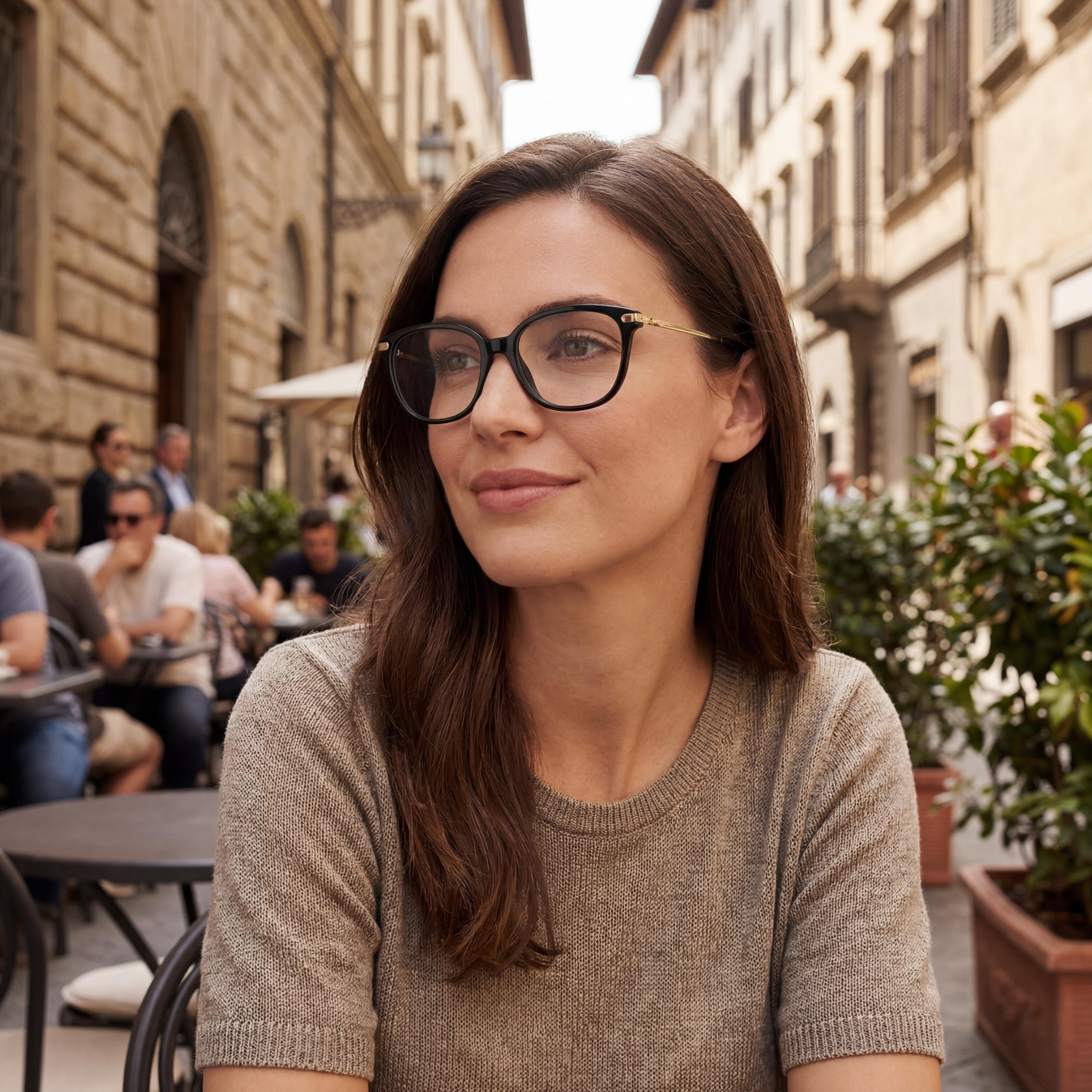 Coach HC6185 Women's Black Metal Frame Square Full Rim Eyeglasses with Demo Lenses, 52mm Lens Width, Photo 5