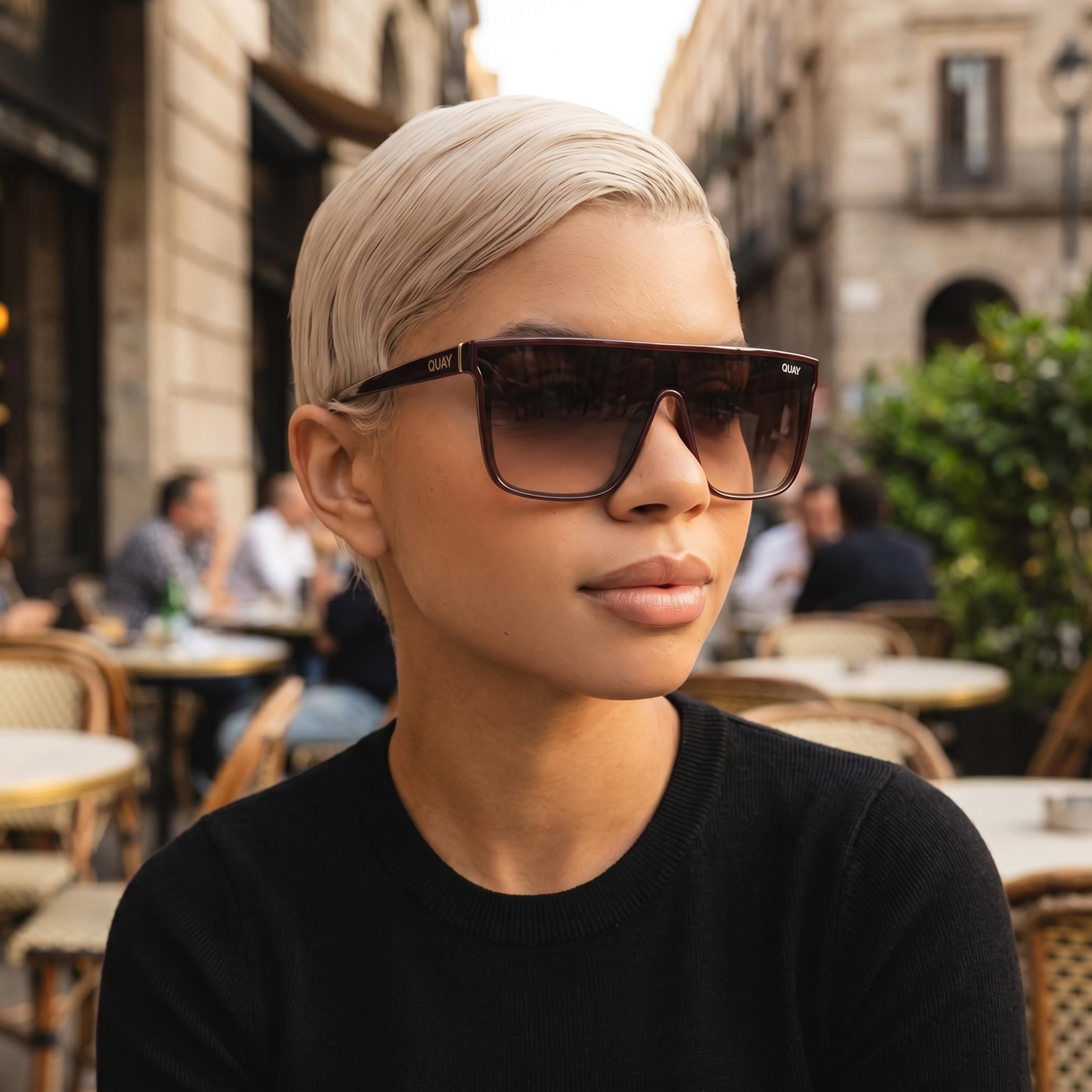 QUAY AUSTRALIA Nightfall Medium Unisex Espresso Brown Fawn Injection Sunglasses UV Protection Non-Polarized, Photo 6