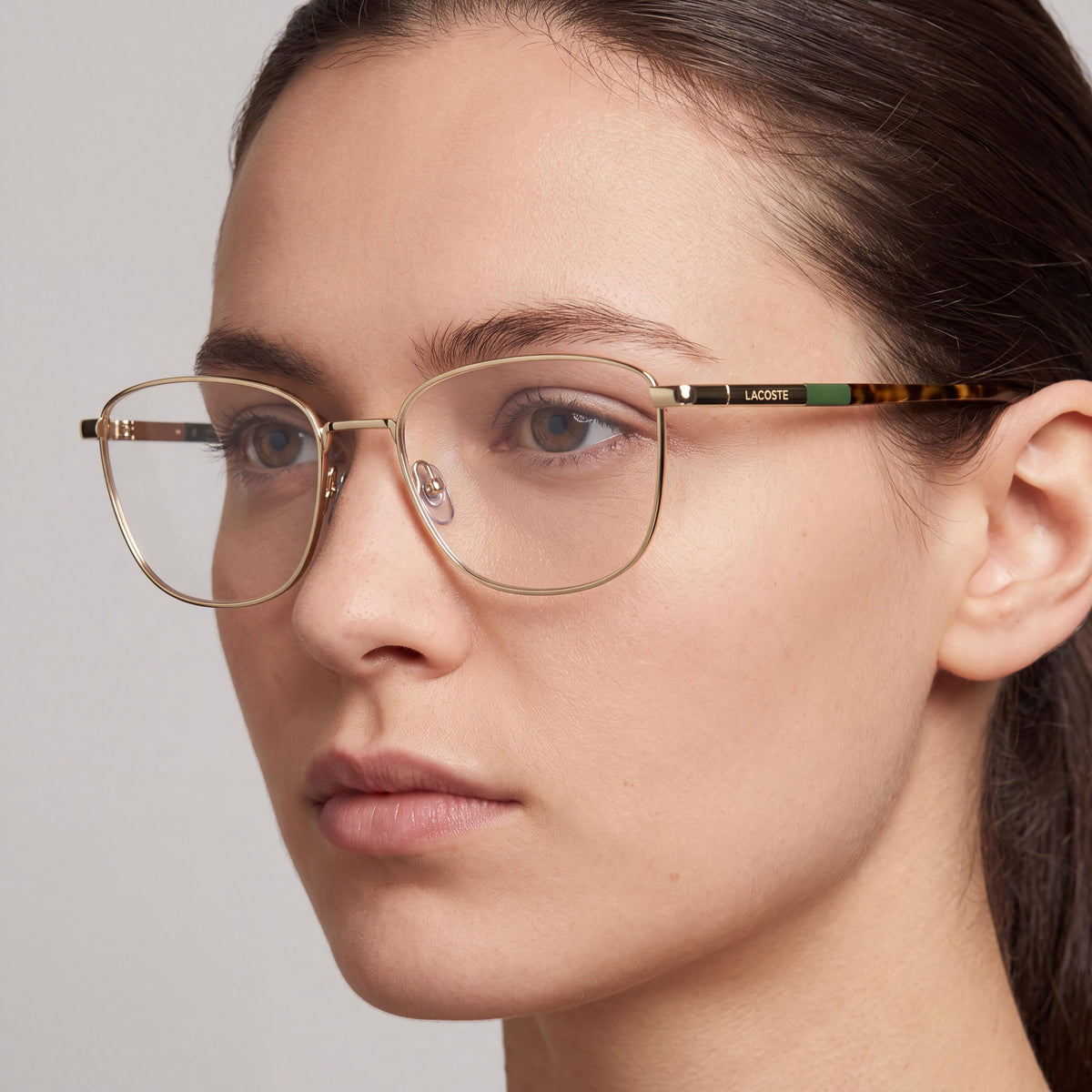 Gafas graduadas Lacoste Casual Unisex con montura de acetato en color oro amarillo y lentes transparentes de policarbonato 54-17-140, Photo 4