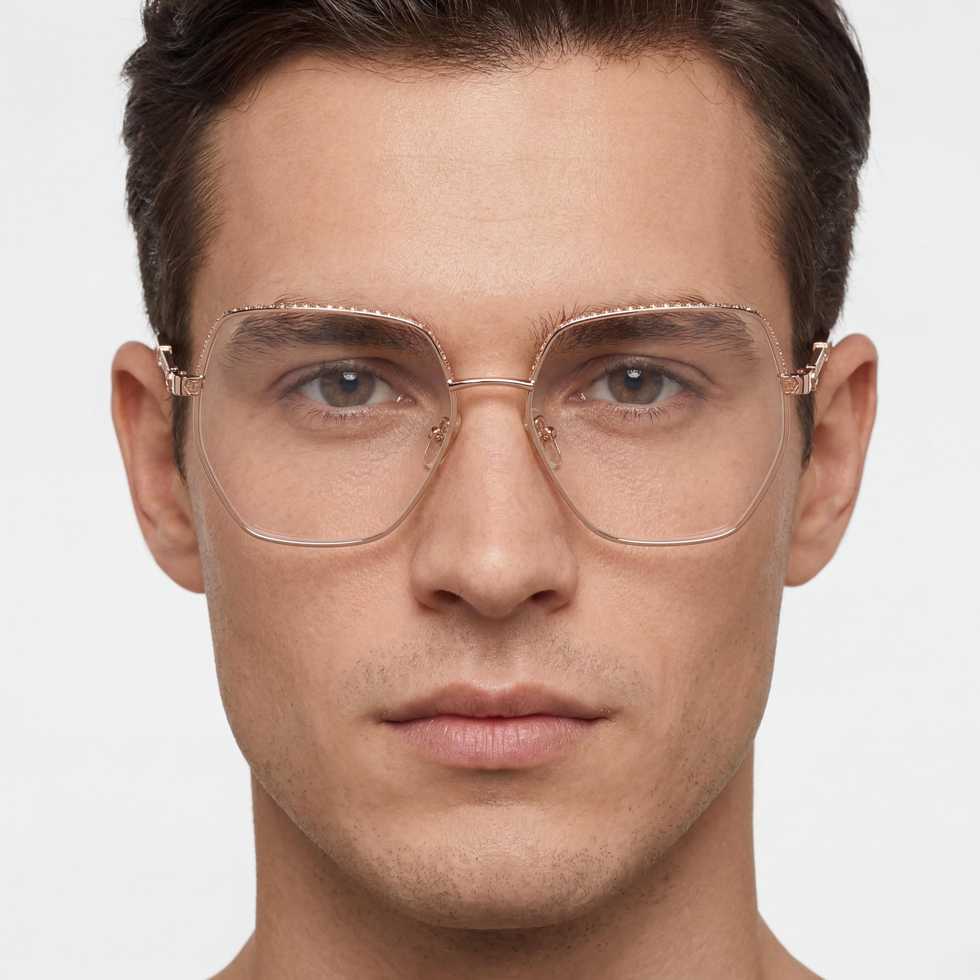 Gafas de lujo Philipp Plein Vpp054s para hombre con diseño óptico contemporáneo, montura en cobre dorado, 57-15-135 mm, Photo 4