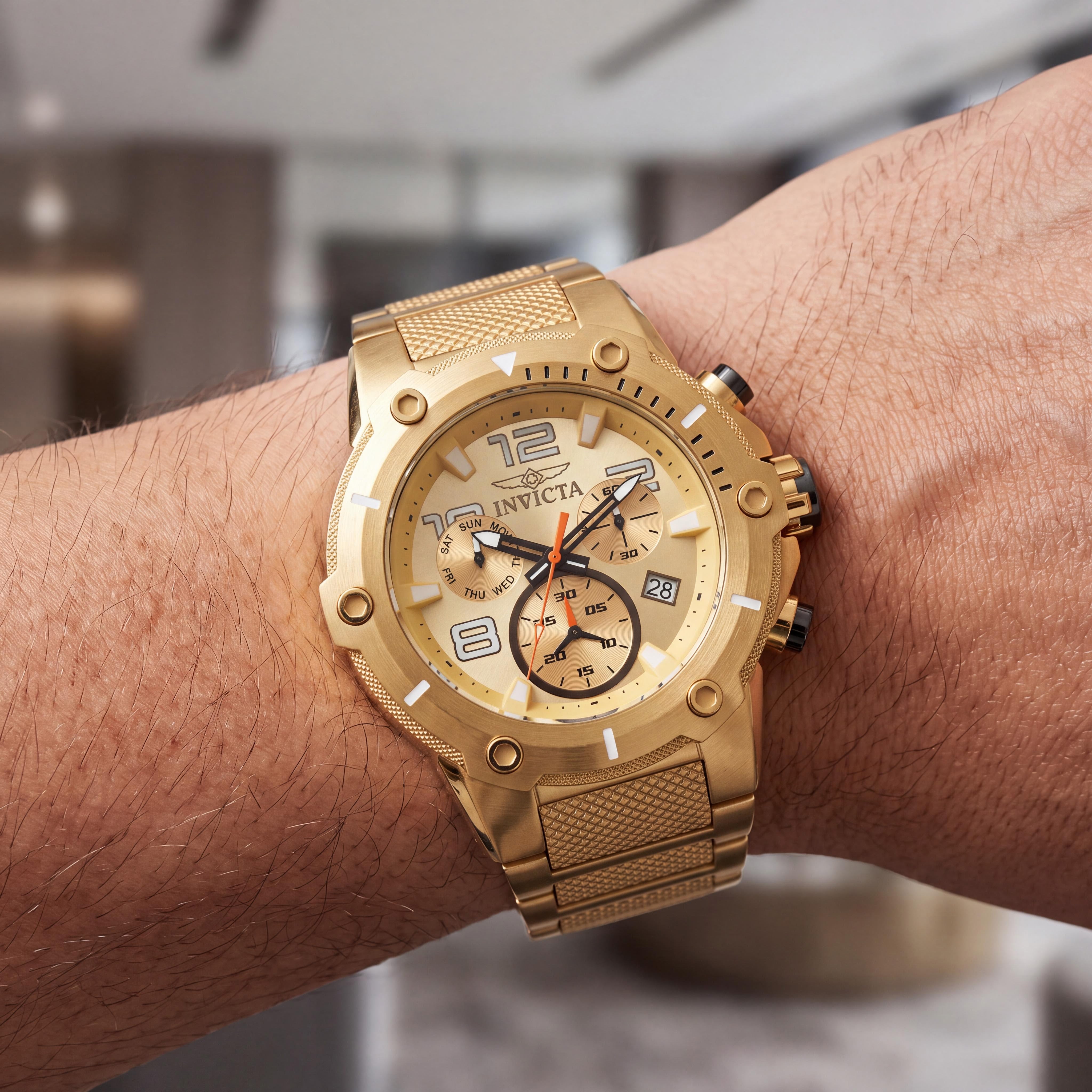 Invicta Men's Speedway Quartz Chronograph Watch with Gold-Tone Stainless Steel Case and Band, 51.5mm, Photo 3